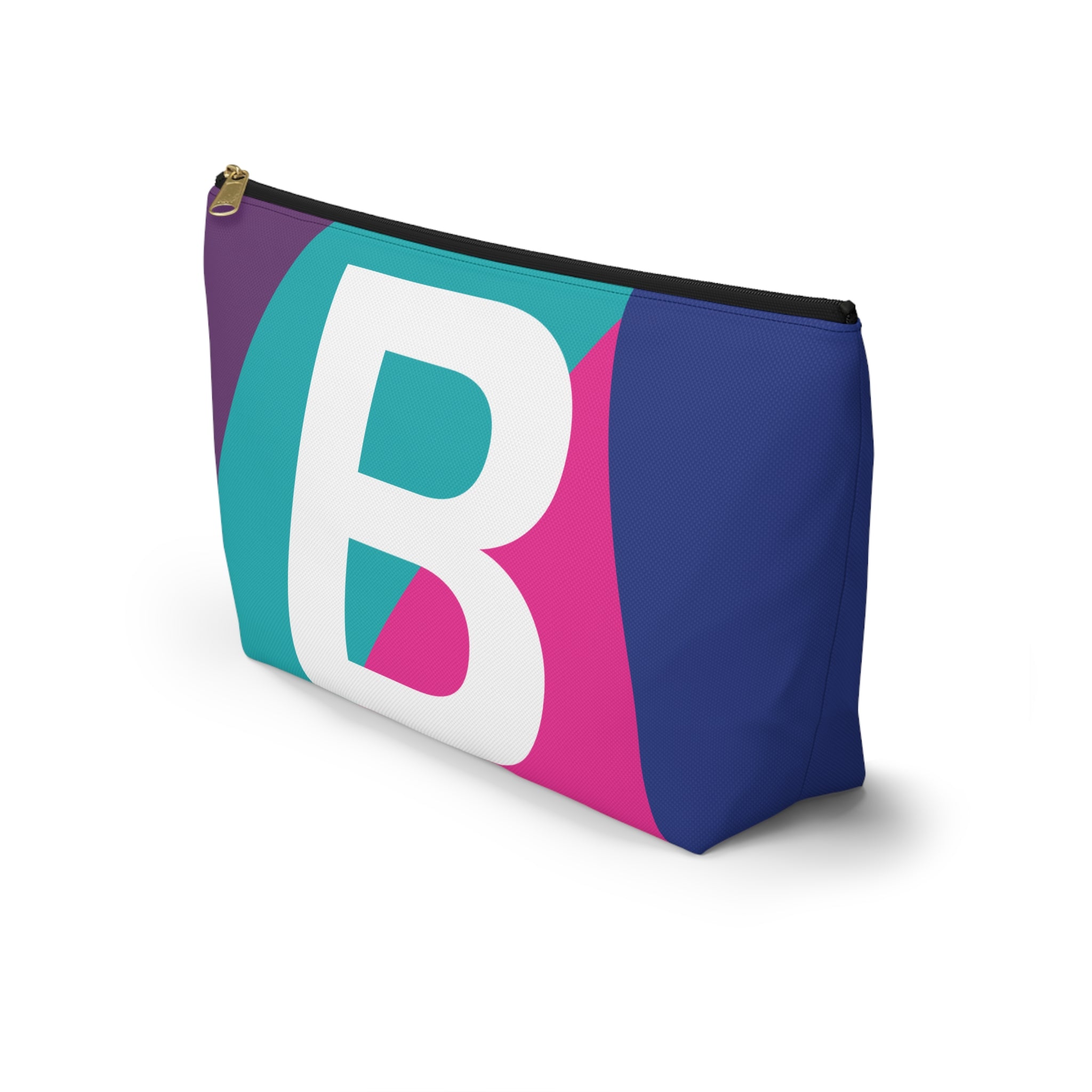 Initials Colorblock Accessory Pouch — Monogram B T-Bottom Cosmetic Bag