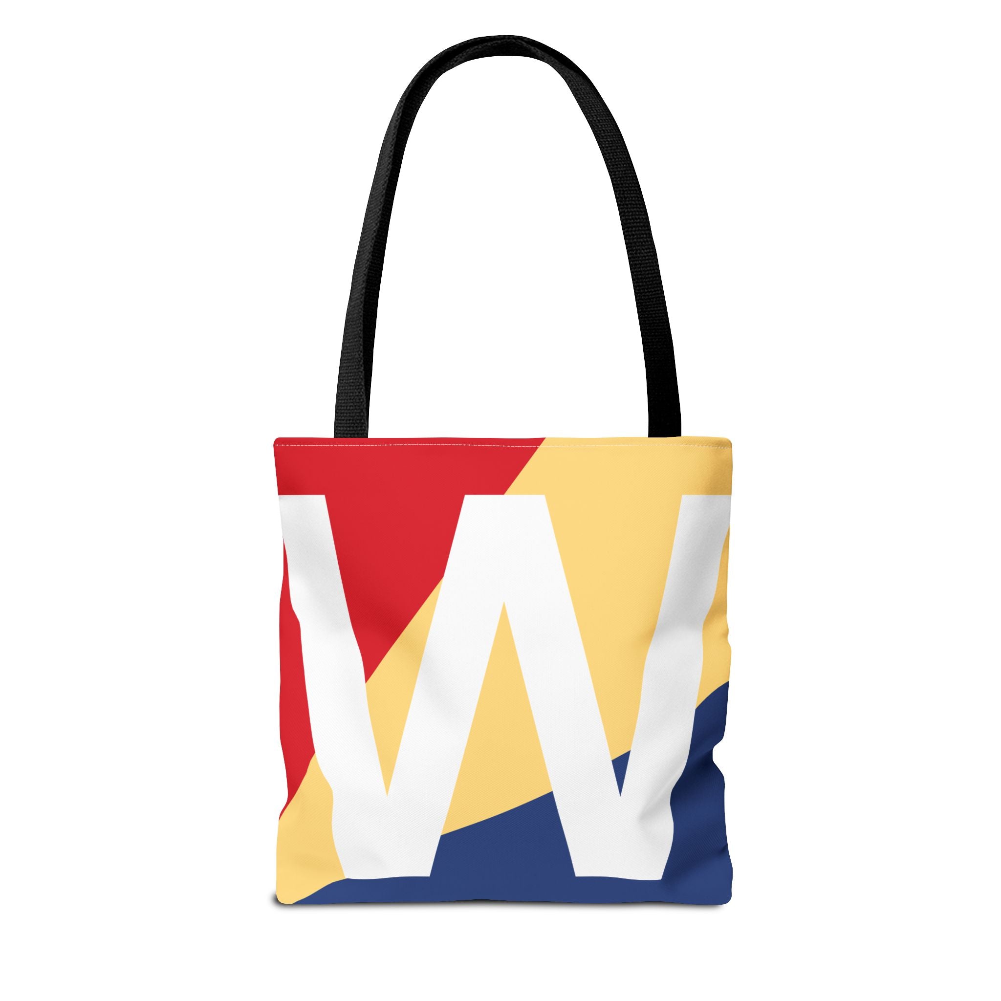 Monogram 'W' Colorblock Tote Bag — Personalized Initial W Shoulder Tote
