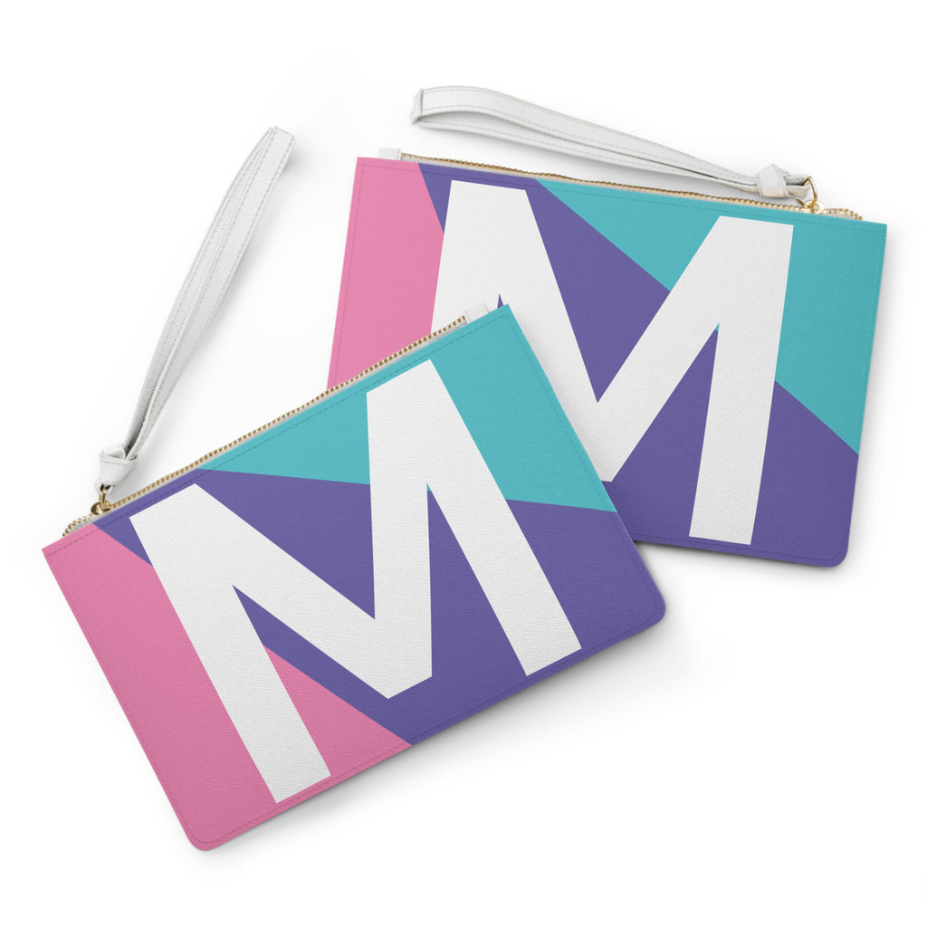 Monogram 'M' Colorblock Clutch Bag — Bold Geometric Wristlet for Everyday & Gifts