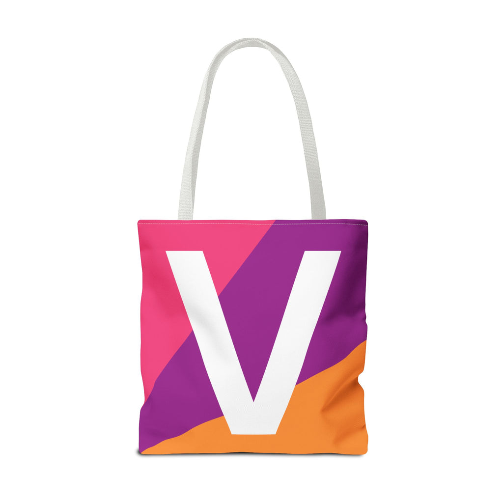 Monogram 'V' Colorblock Tote Bag — Personalized Initial V Shoulder Tote