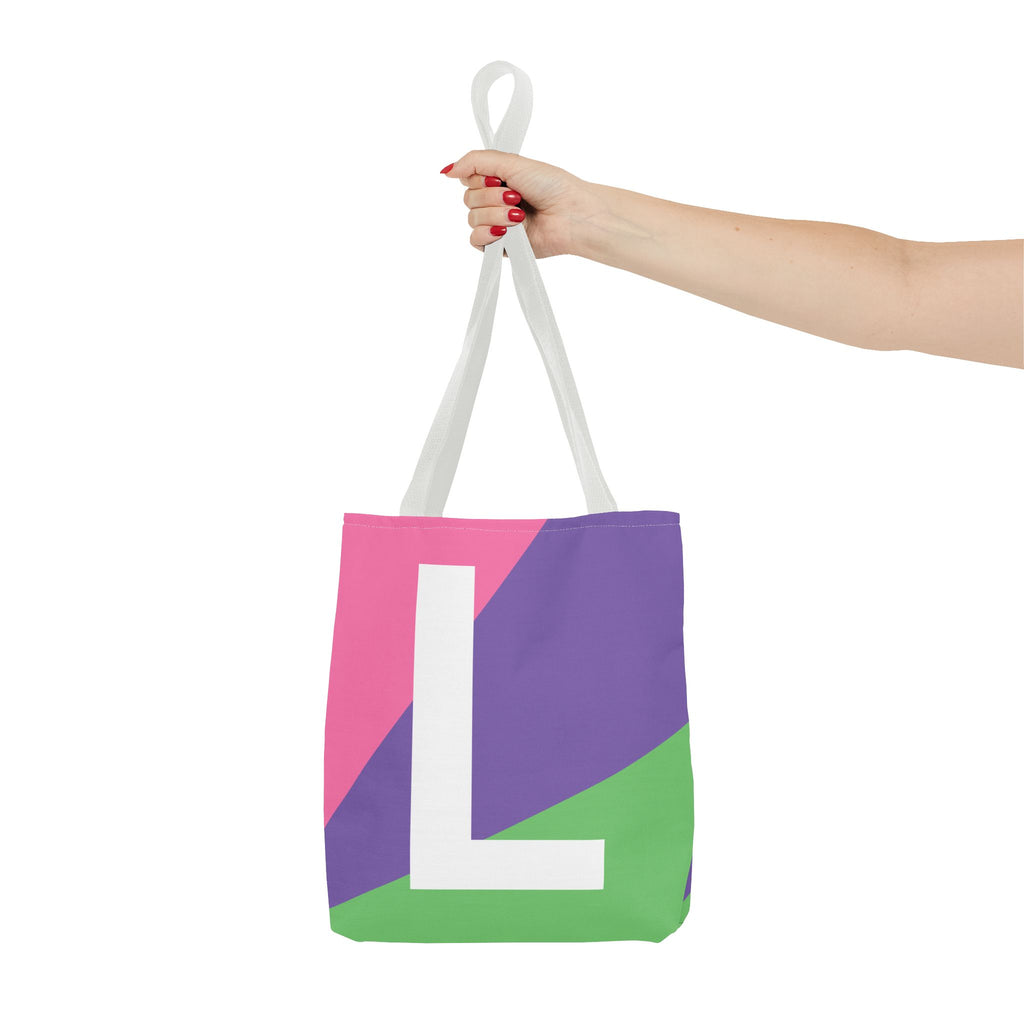 Monogram 'L' Colorblock Tote Bag — Personalized Initial L Shoulder Tote