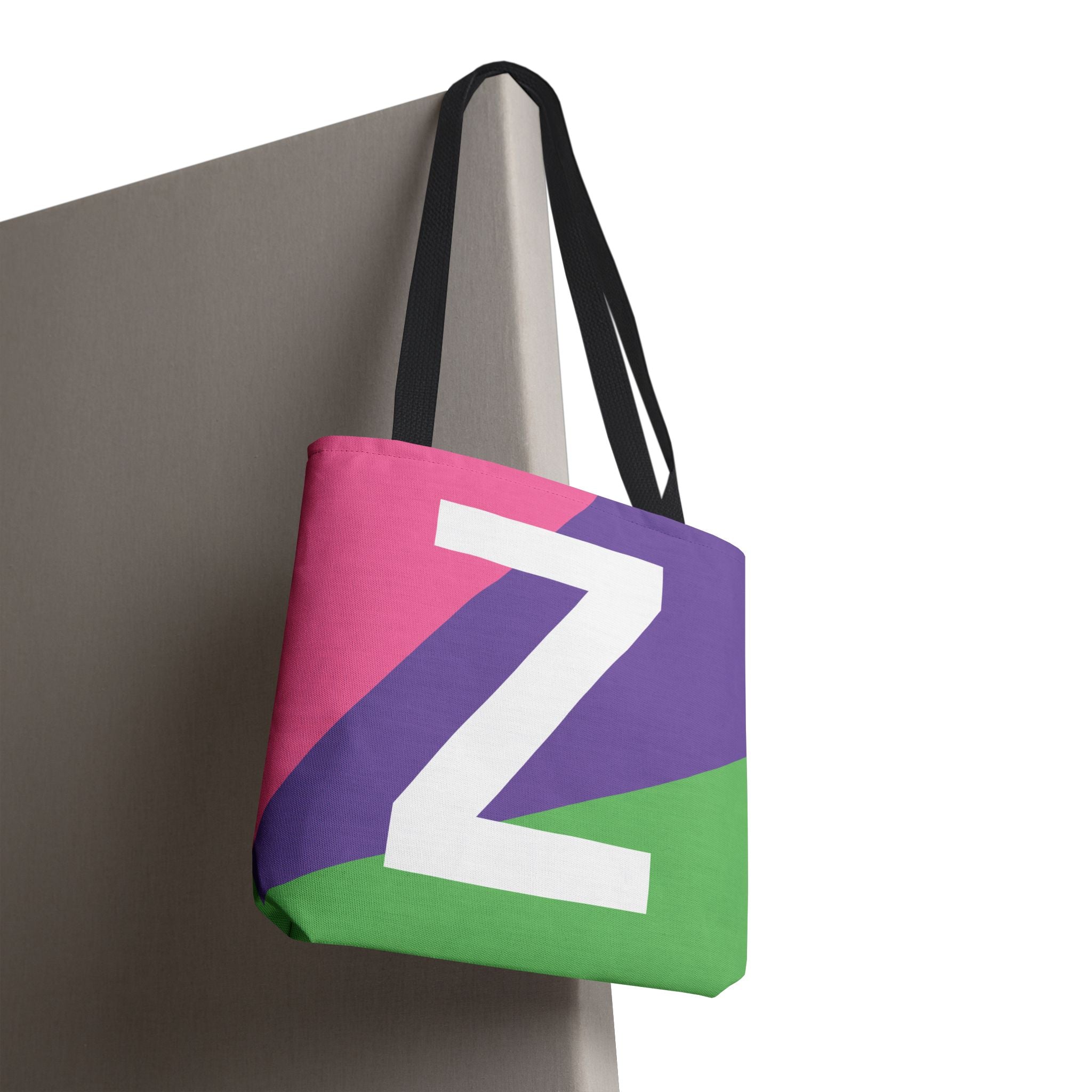 Monogram 'Z' Colorblock Tote Bag — Personalized Initial Z Shoulder Tote