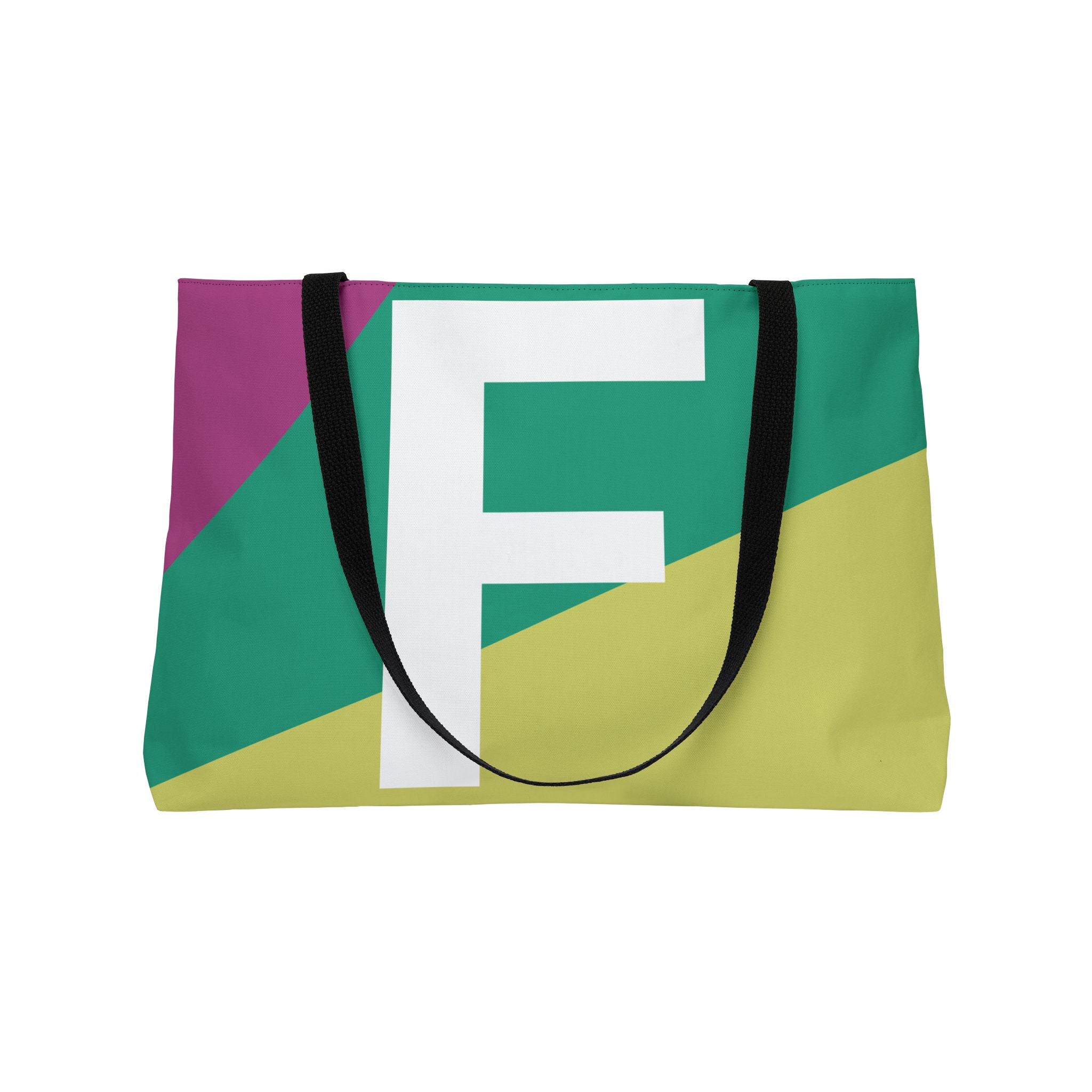 Personalized 'F' Colorblock Tote Bag — Monogram Weekender Tote