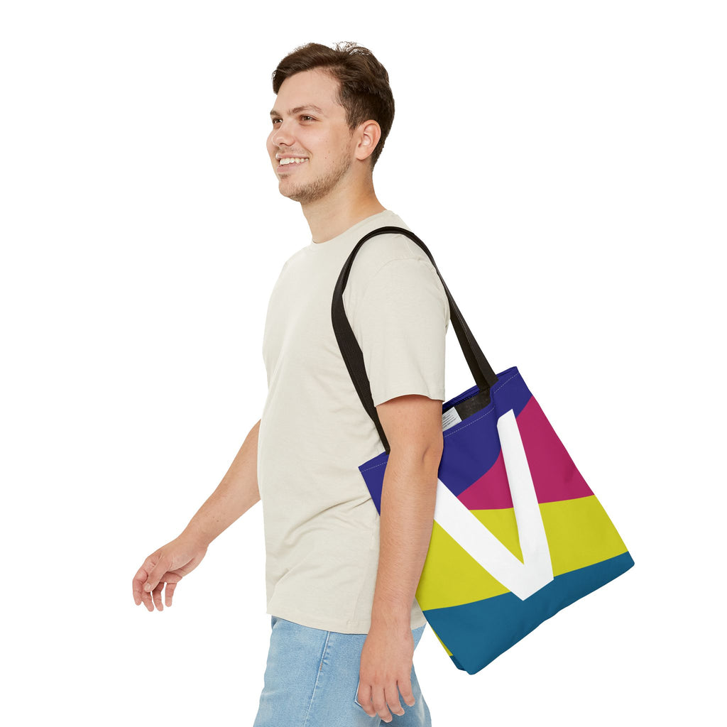 Monogram 'V' Colorblock Tote Bag — Personalized Initial V Shoulder Tote