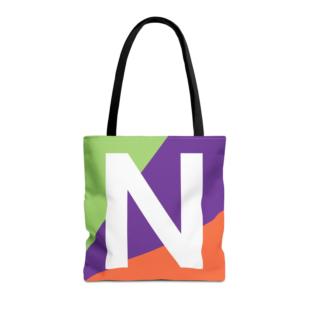 Monogram 'N' Colorblock Tote Bag — Personalized Initial N Shoulder Tote