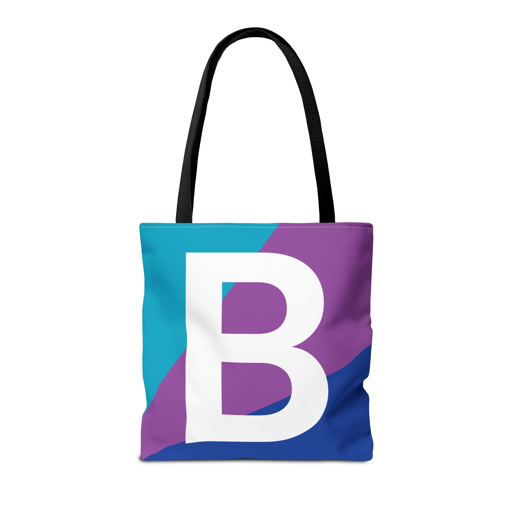Monogram 'B' Colorblock Tote Bag — Personalized Initial B Shoulder Tote