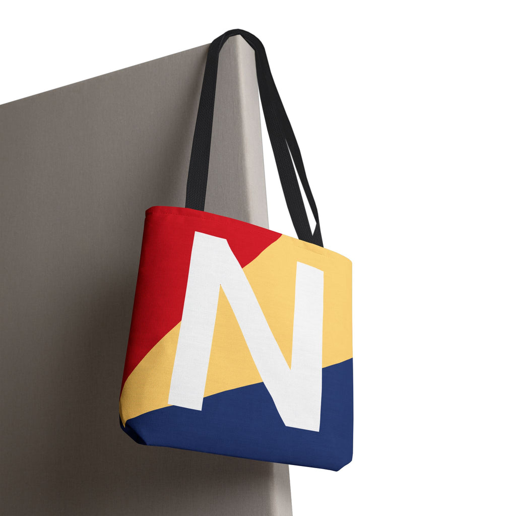 Monogram 'N' Colorblock Tote Bag — Personalized Initial N Shoulder Tote