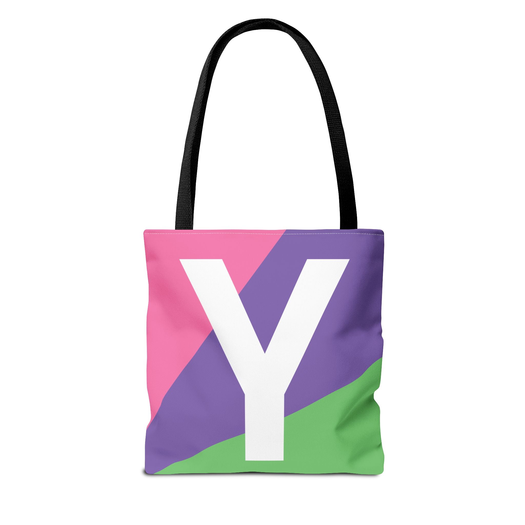 Monogram 'Y' Colorblock Tote Bag — Personalized Initial Y Shoulder Tote