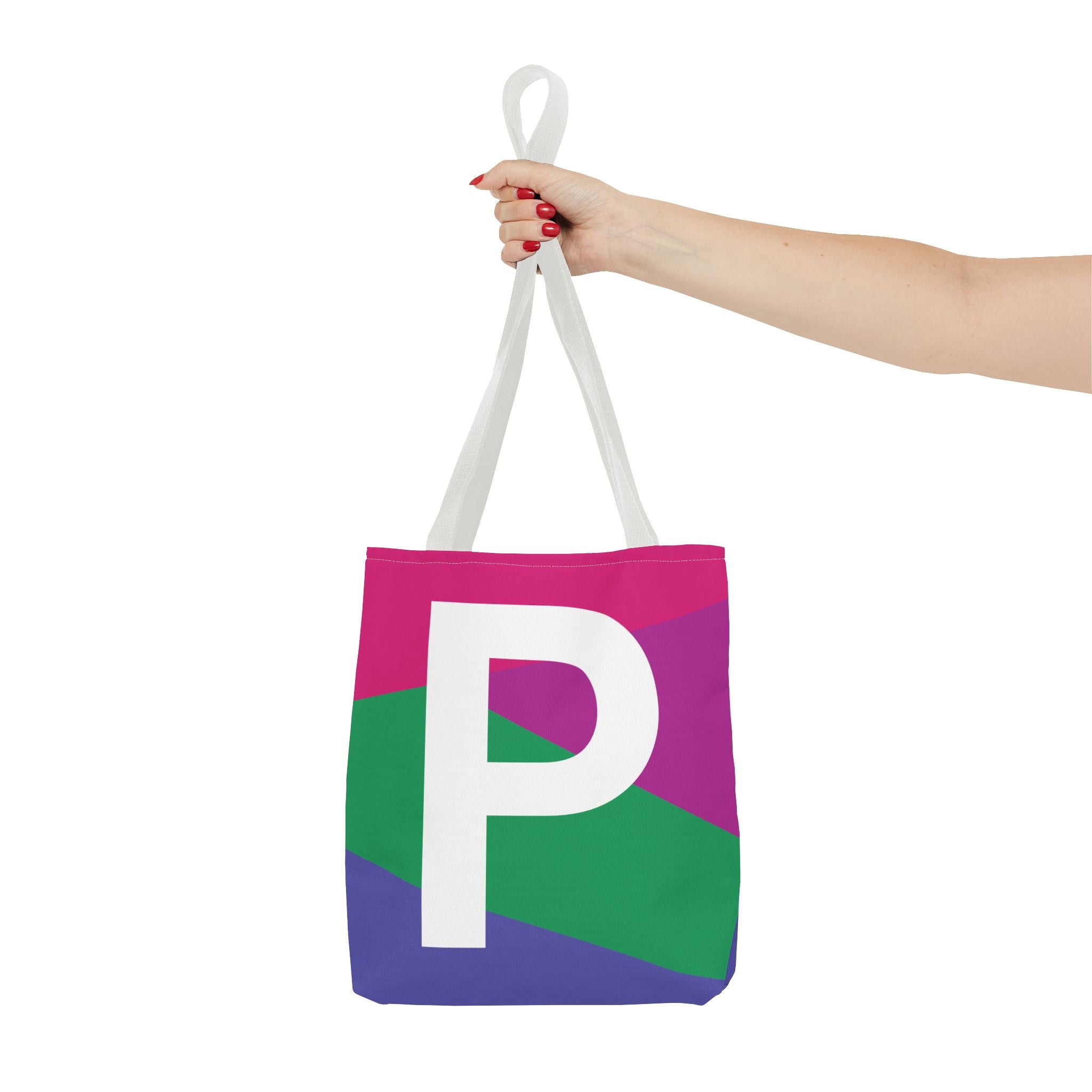 Monogram 'P' Colorblock Tote Bag — Personalized Initial P Shoulder Tote