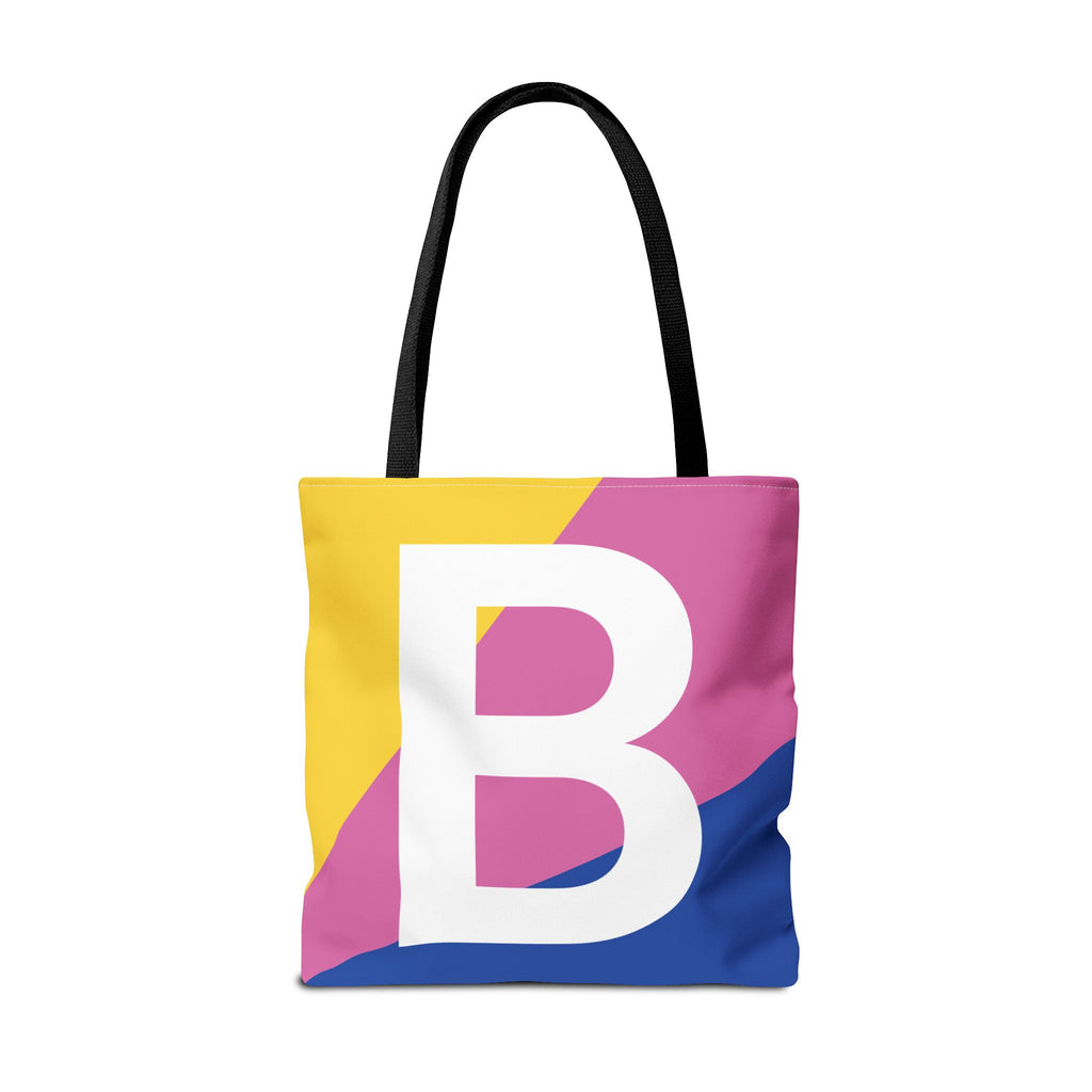 Monogram 'B' Colorblock Tote Bag — Personalized Initial B Shoulder Tote