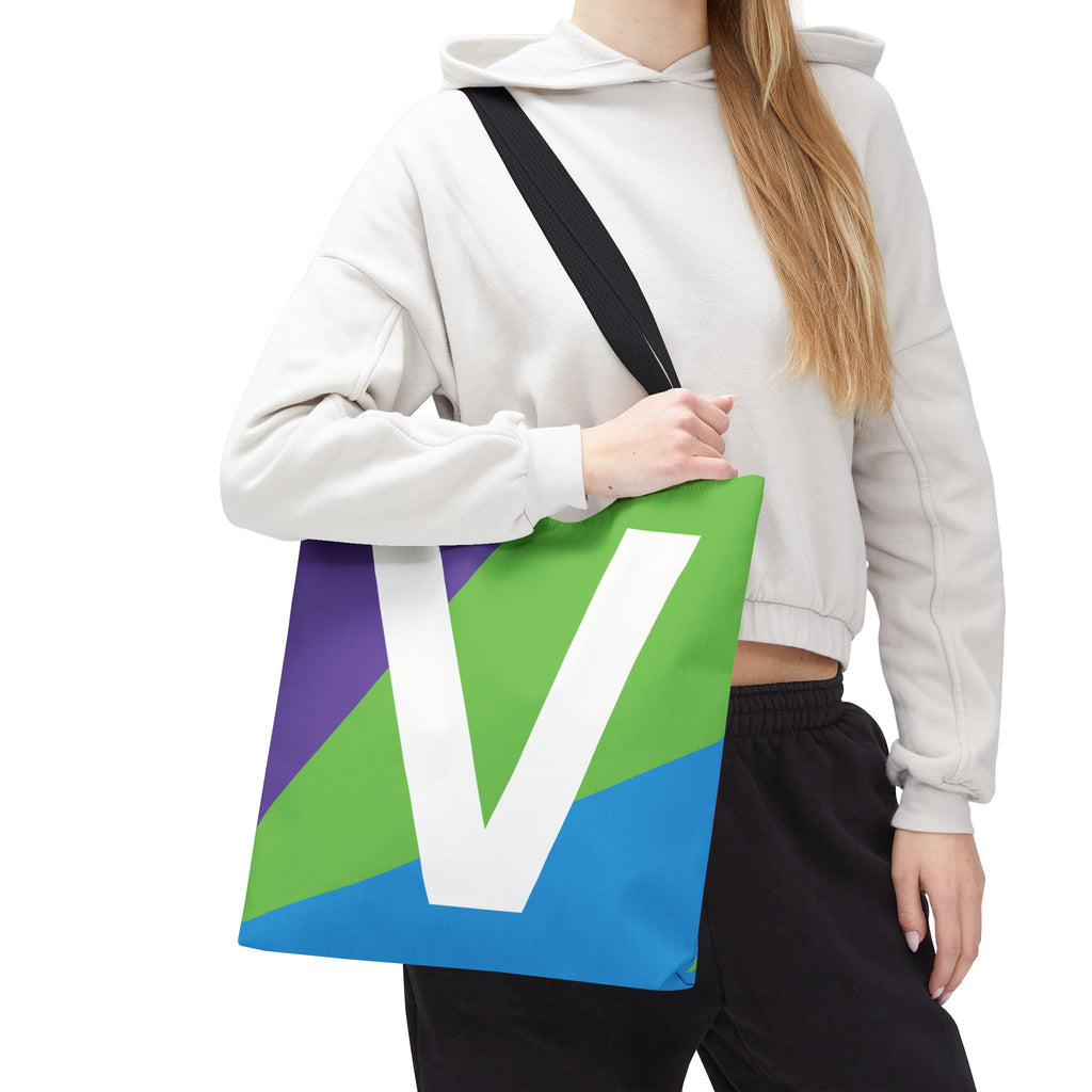 Monogram 'V' Colorblock Tote Bag — Personalized Initial V Shoulder Tote