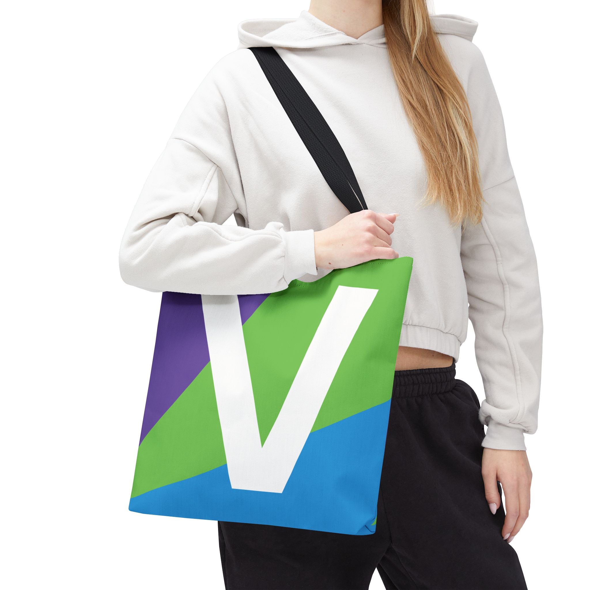 Monogram 'V' Colorblock Tote Bag — Personalized Initial V Shoulder Tote