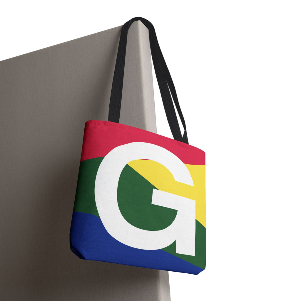 Monogram 'G' Colorblock Tote Bag — Personalized Initial G Shoulder Tote