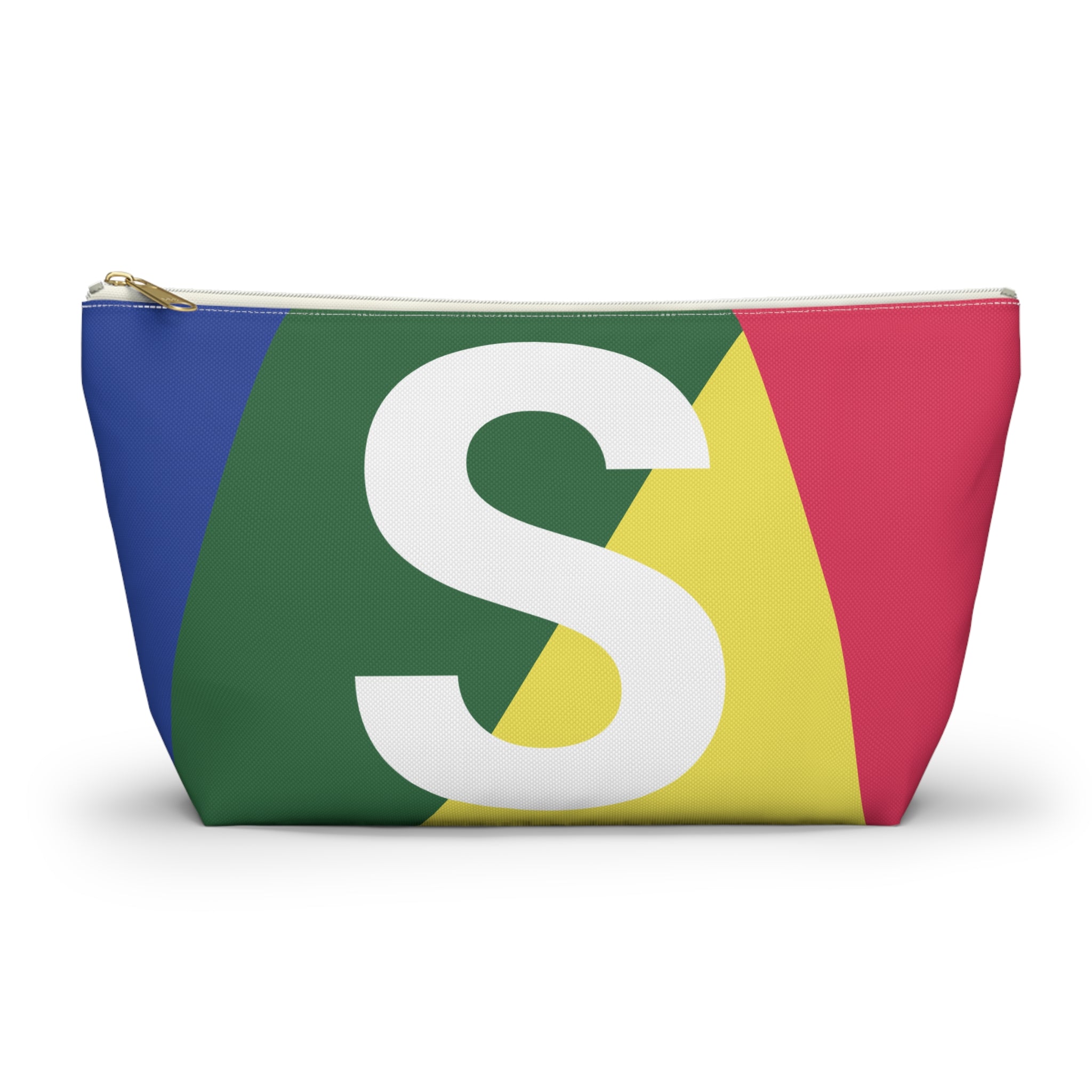 Initials Colorblock Accessory Pouch — Monogram S T-Bottom Cosmetic Bag