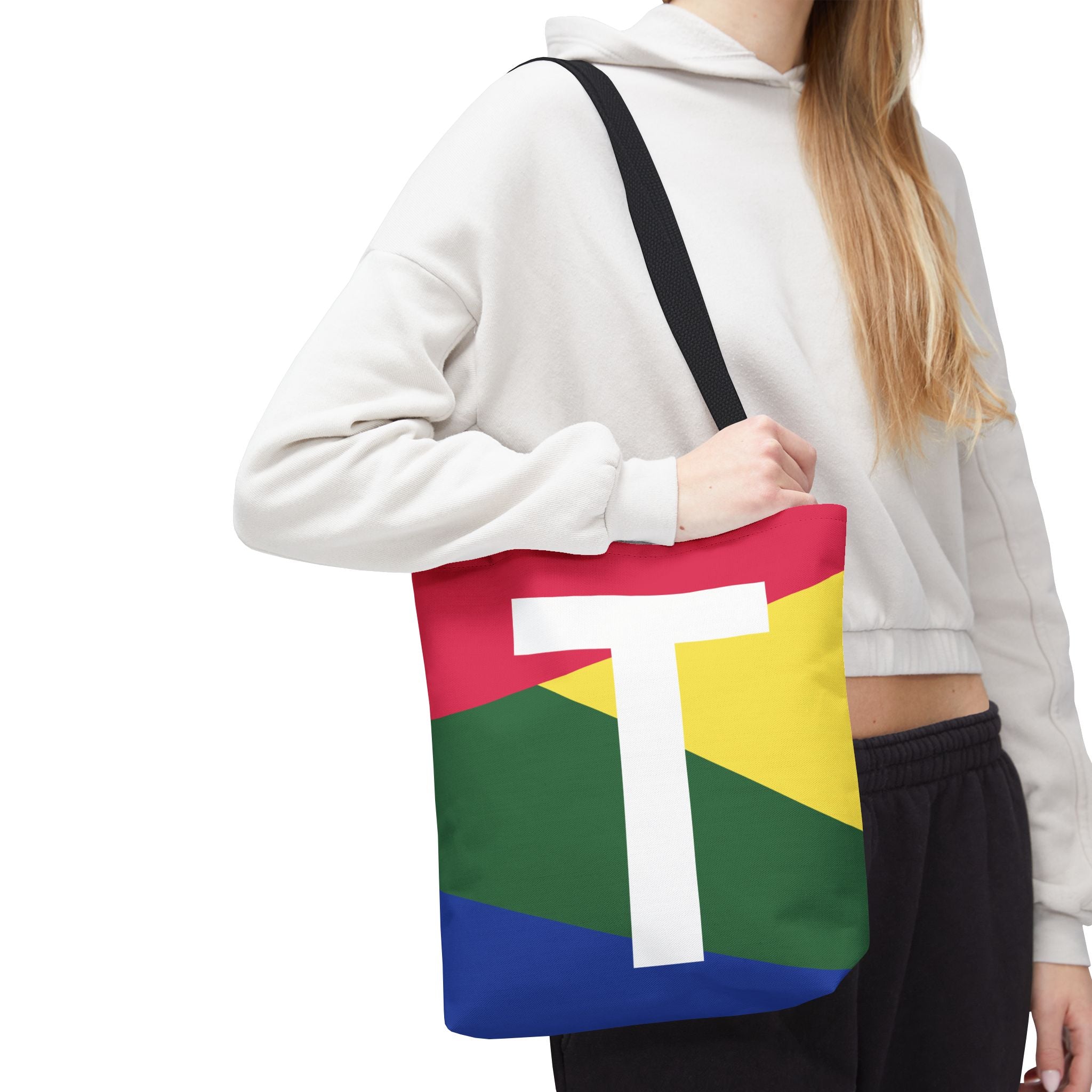 Monogram 'T' Colorblock Tote Bag — Personalized Initial T Shoulder Tote
