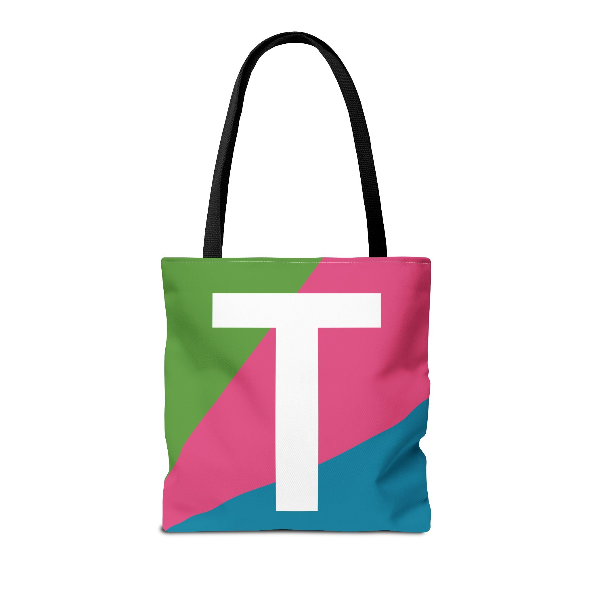 Monogram 'T' Colorblock Tote Bag — Personalized Initial T Shoulder Tote