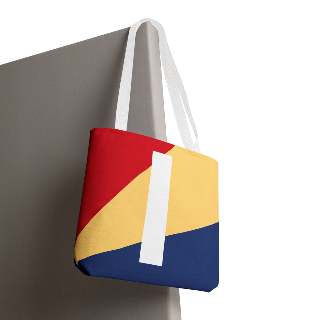 Monogram 'I' Colorblock Tote Bag — Personalized Initial I Shoulder Tote