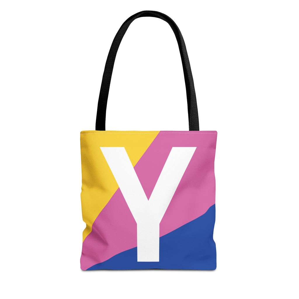 Monogram 'Y' Colorblock Tote Bag — Personalized Initial Y Shoulder Tote