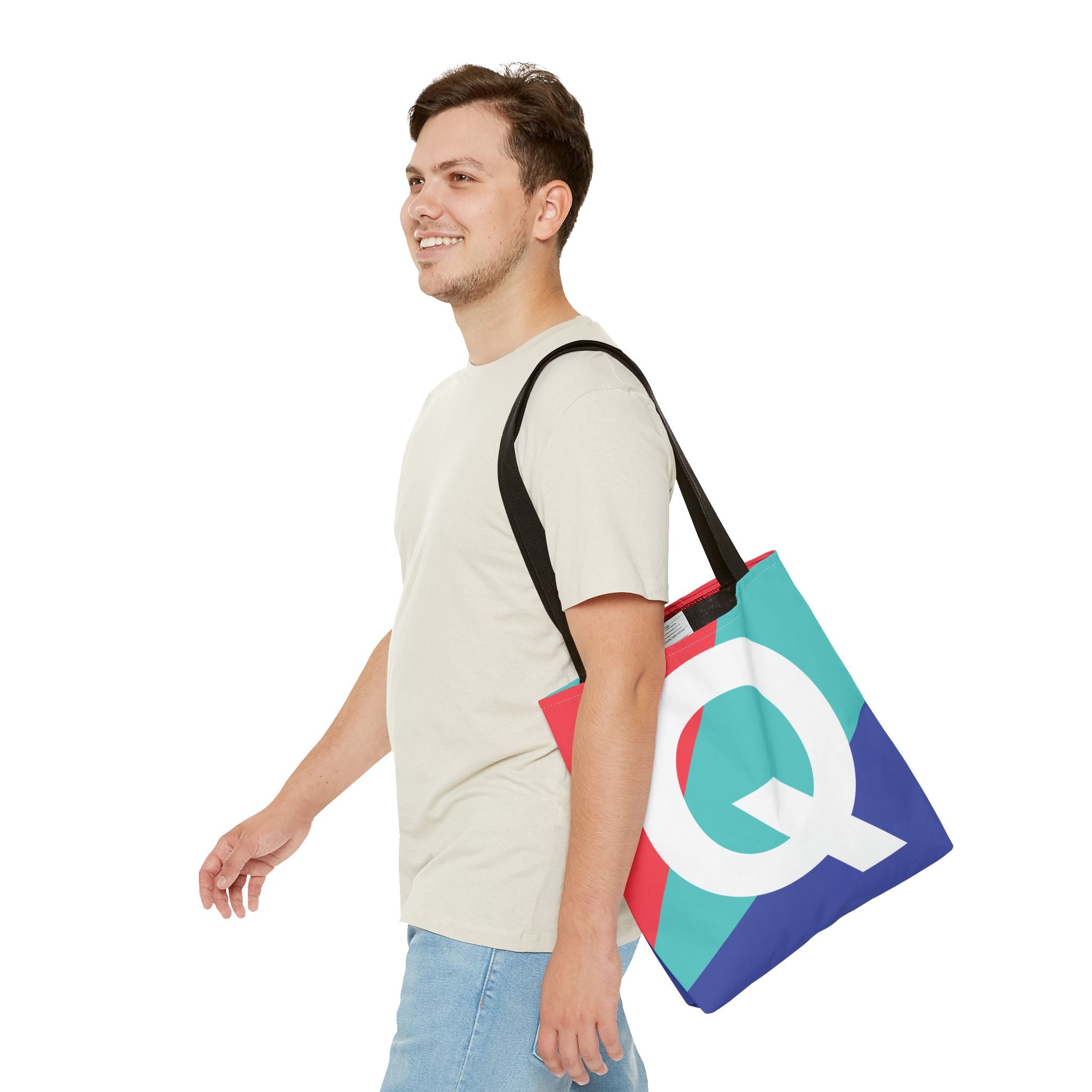 Monogram 'Q' Colorblock Tote Bag — Personalized Initial Q Shoulder Tote