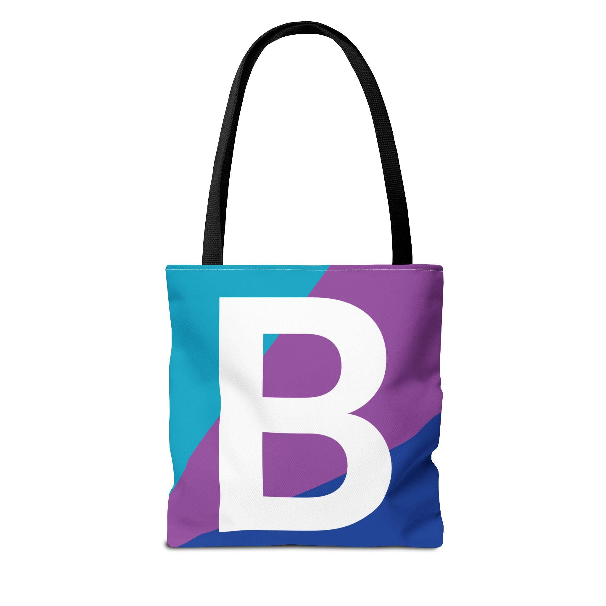 Monogram 'B' Colorblock Tote Bag — Personalized Initial B Shoulder Tote