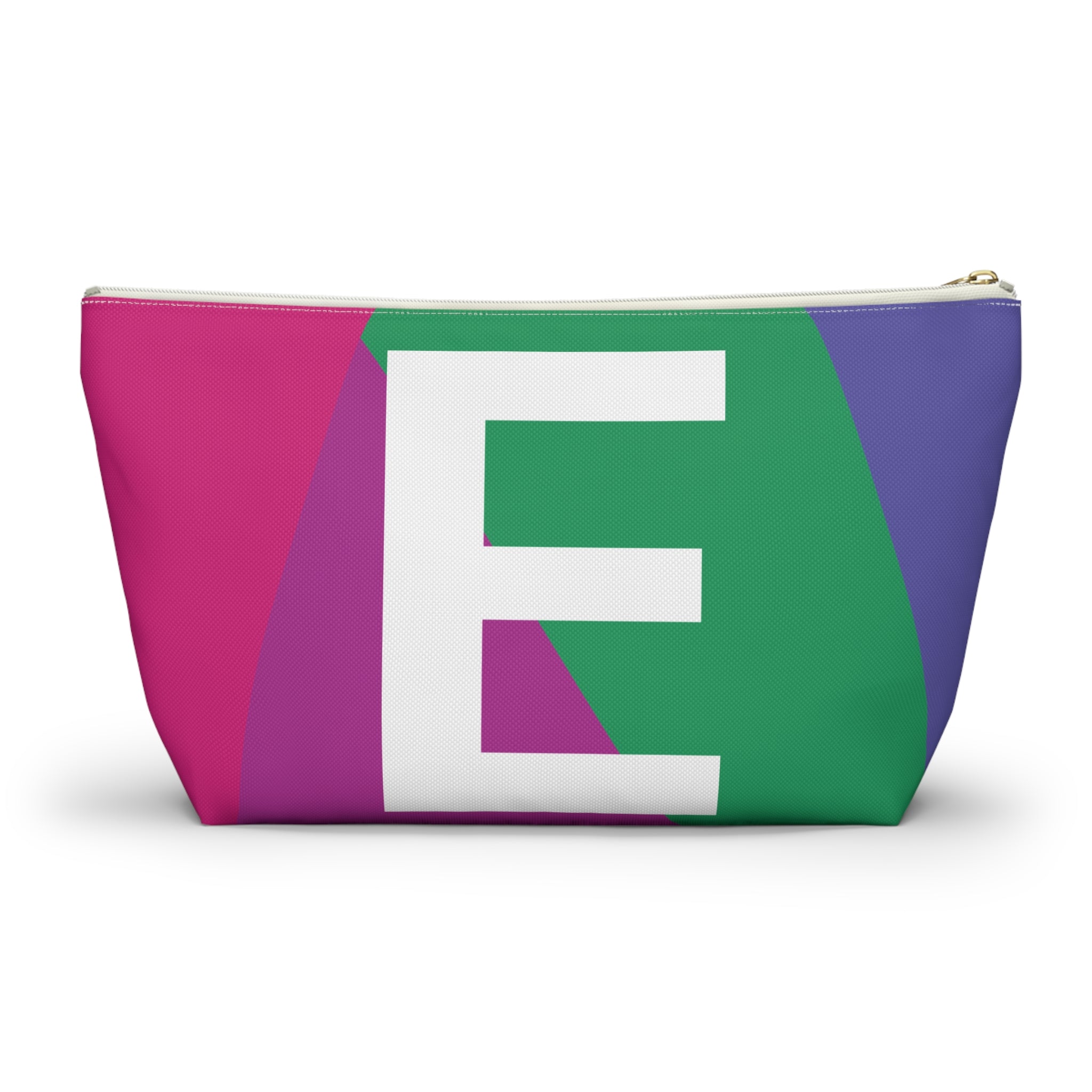 Initials Colorblock Accessory Pouch — Monogram E T-Bottom Cosmetic Bag