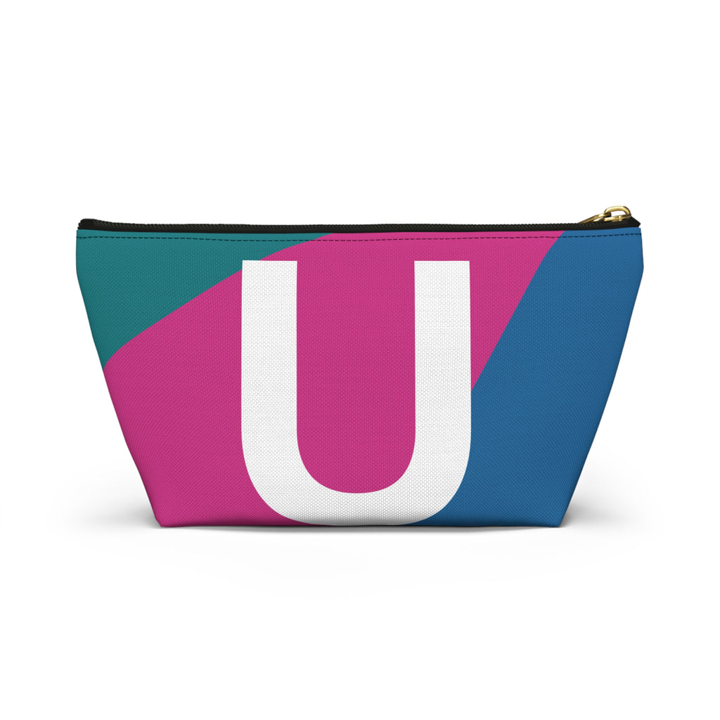 Initials Colorblock Accessory Pouch — Monogram U T-Bottom Cosmetic Bag