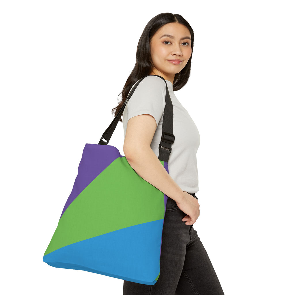 Colorblock Geometric Tote Bag — Adjustable Strap, Bright Abstract Pattern