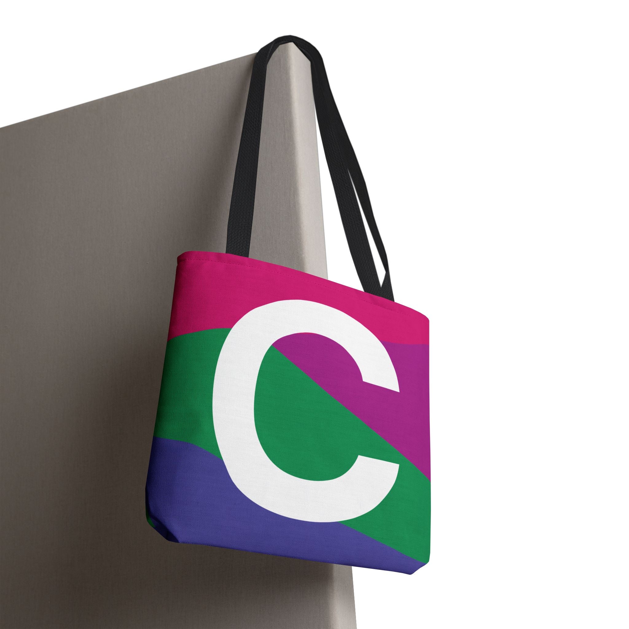 Monogram 'C' Colorblock Tote Bag — Personalized Initial C Shoulder Tote