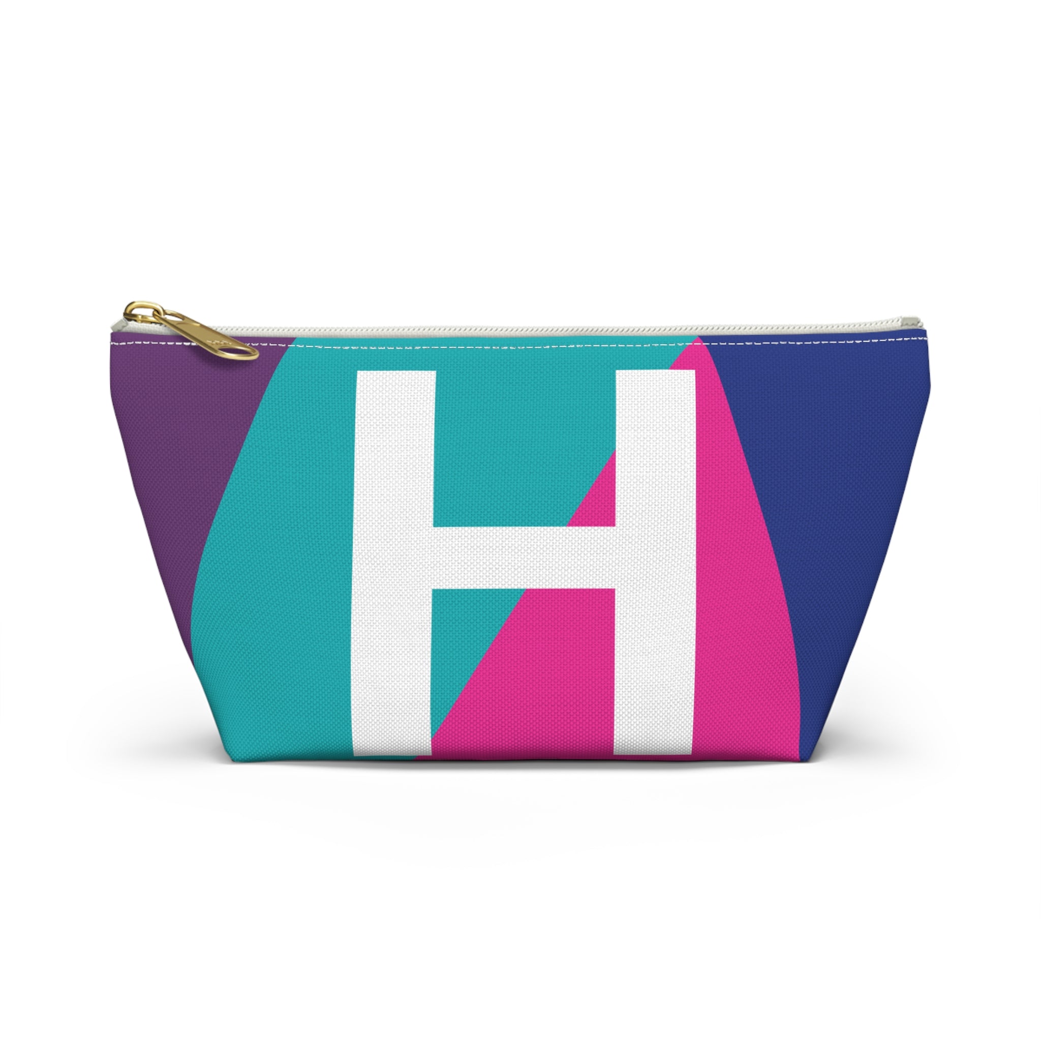 Initials Colorblock Accessory Pouch — Monogram H T-Bottom Cosmetic Bag