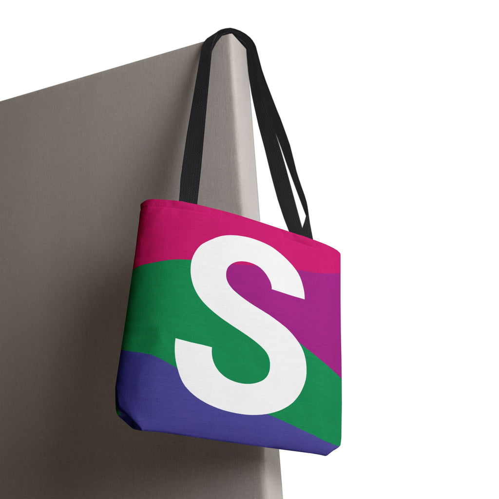 Monogram 'S' Colorblock Tote Bag — Personalized Initial S Shoulder Tote
