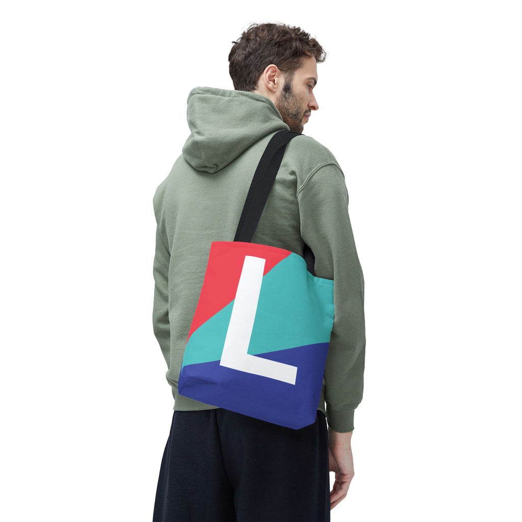 Monogram 'L' Colorblock Tote Bag — Personalized Initial L Shoulder Tote