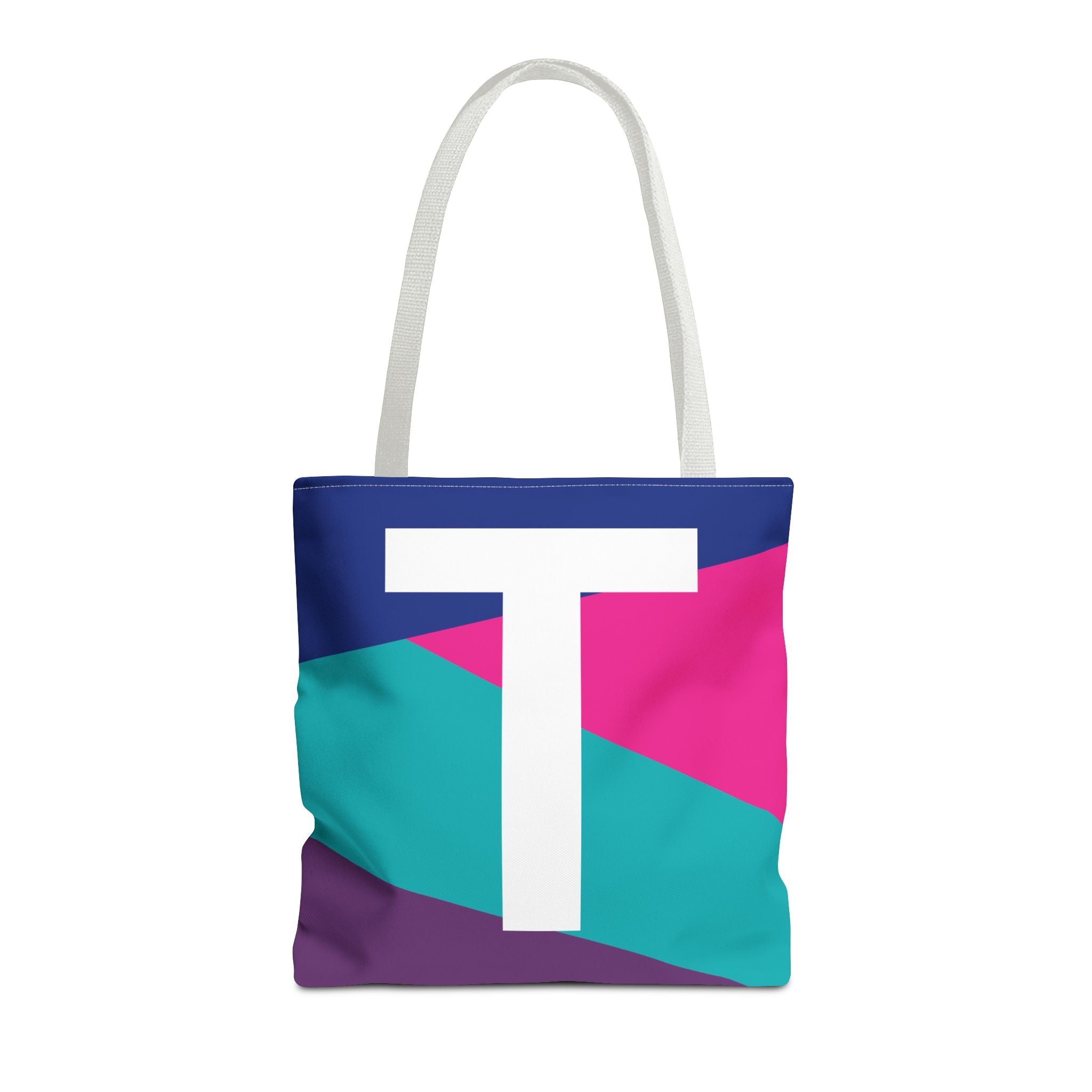 Monogram 'T' Colorblock Tote Bag — Personalized Initial T Shoulder Tote