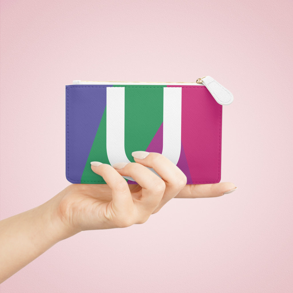 Initial U Mini Clutch — Colorblock Monogram Wristlet Wallet