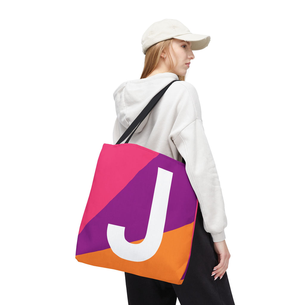 Monogram 'J' Colorblock Tote Bag — Personalized Initial J Shoulder Tote