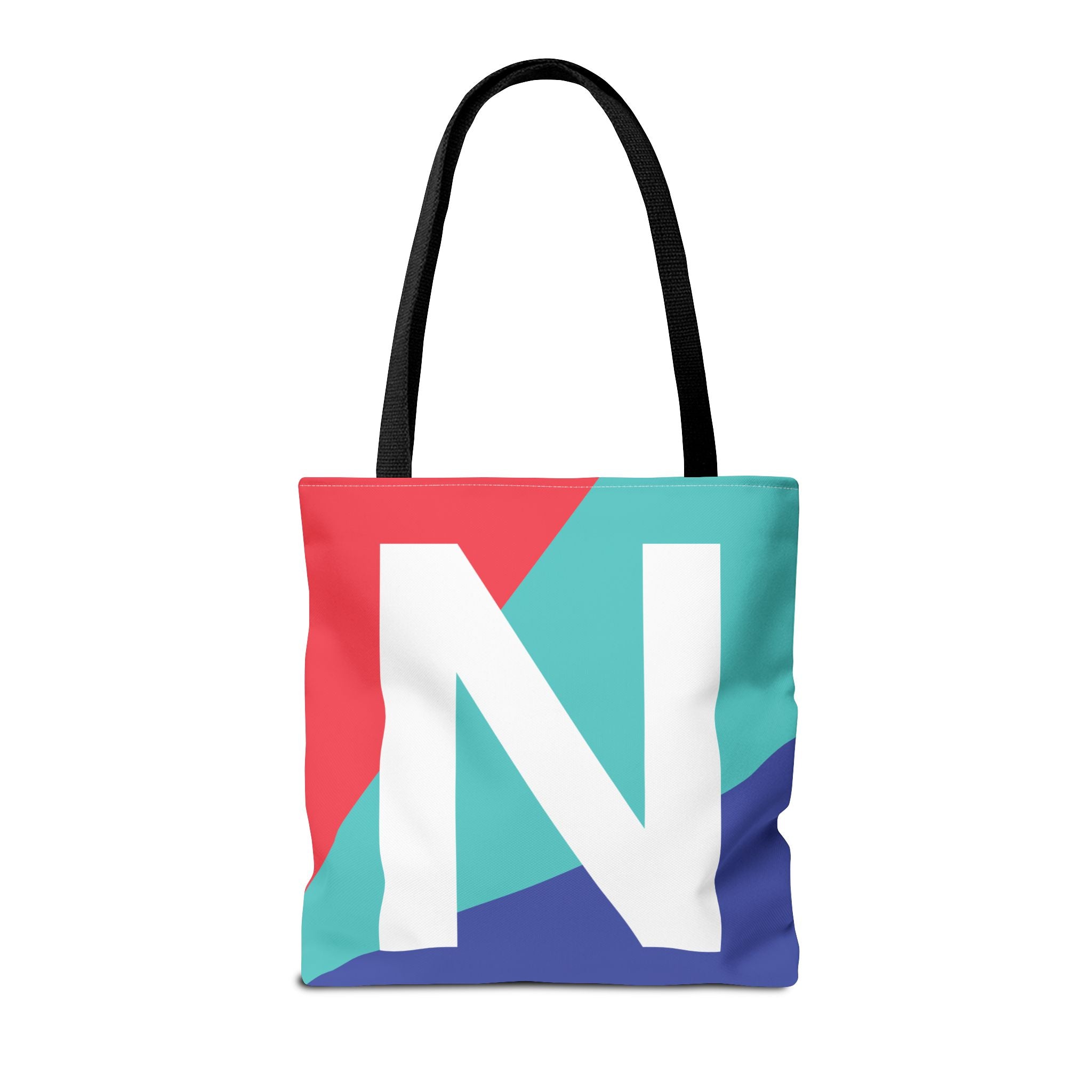 Monogram 'N' Colorblock Tote Bag — Personalized Initial N Shoulder Tote
