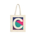 Initial C Colorblock Canvas Tote Bag — Monogram Letter C Reusable Grocery Tote