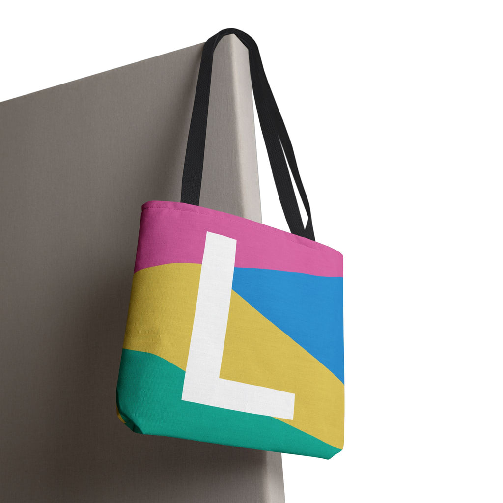 Monogram 'L' Colorblock Tote Bag — Personalized Initial L Shoulder Tote