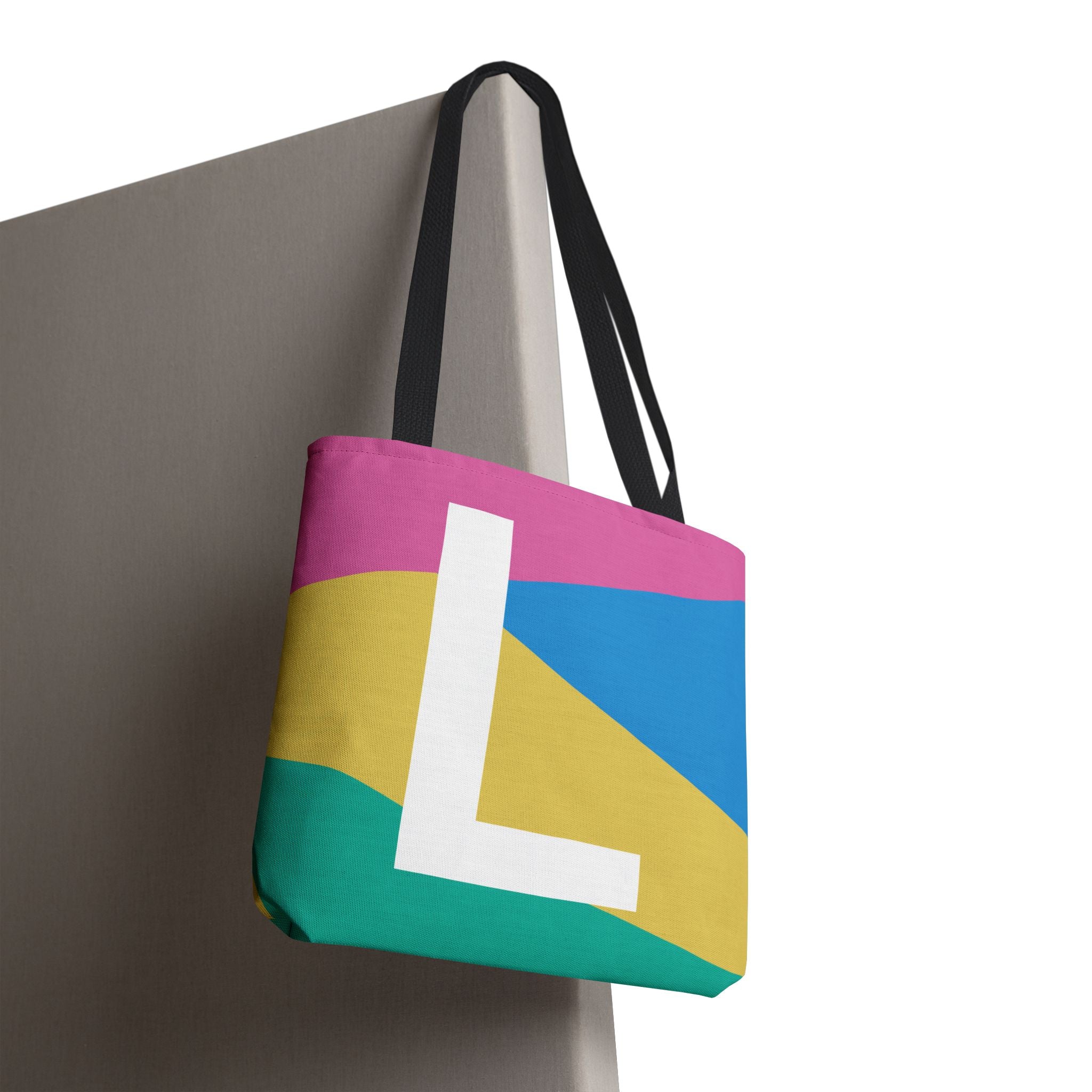 Monogram 'L' Colorblock Tote Bag — Personalized Initial L Shoulder Tote