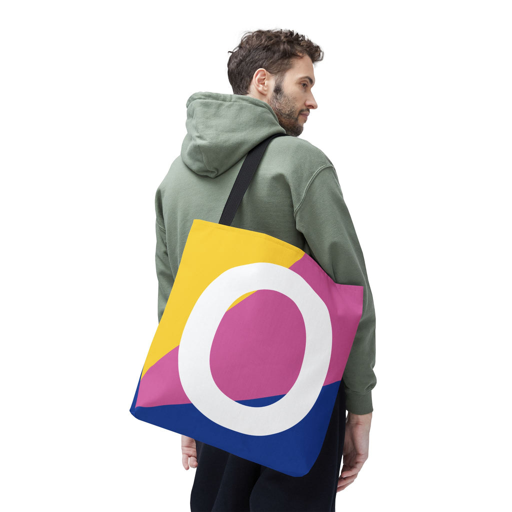 Monogram 'O' Colorblock Tote Bag — Personalized Initial O Shoulder Tote