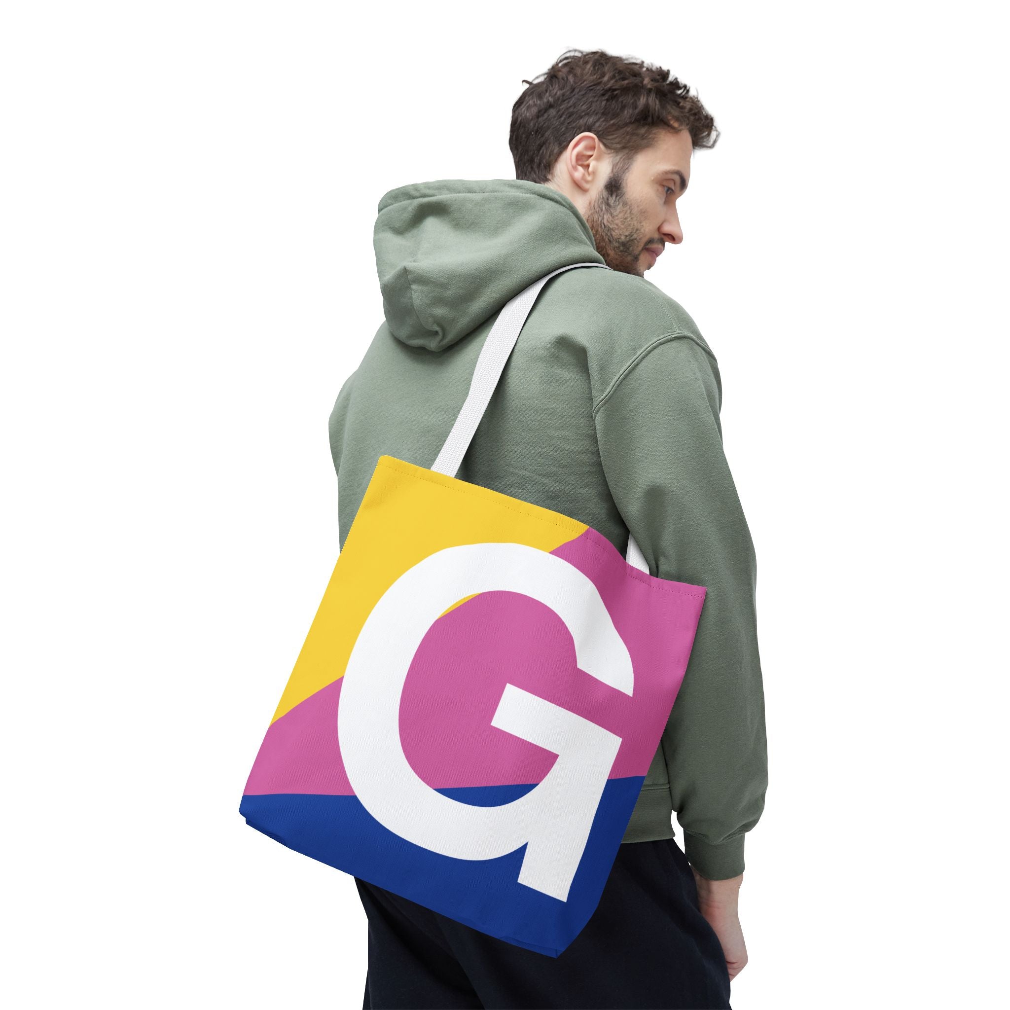Monogram 'G' Colorblock Tote Bag — Personalized Initial G Shoulder Tote