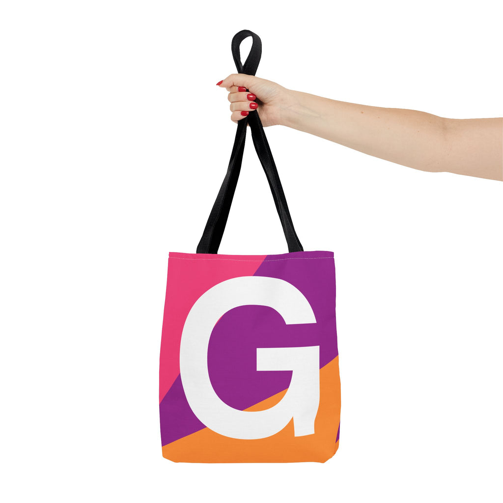 Monogram 'G' Colorblock Tote Bag — Personalized Initial G Shoulder Tote