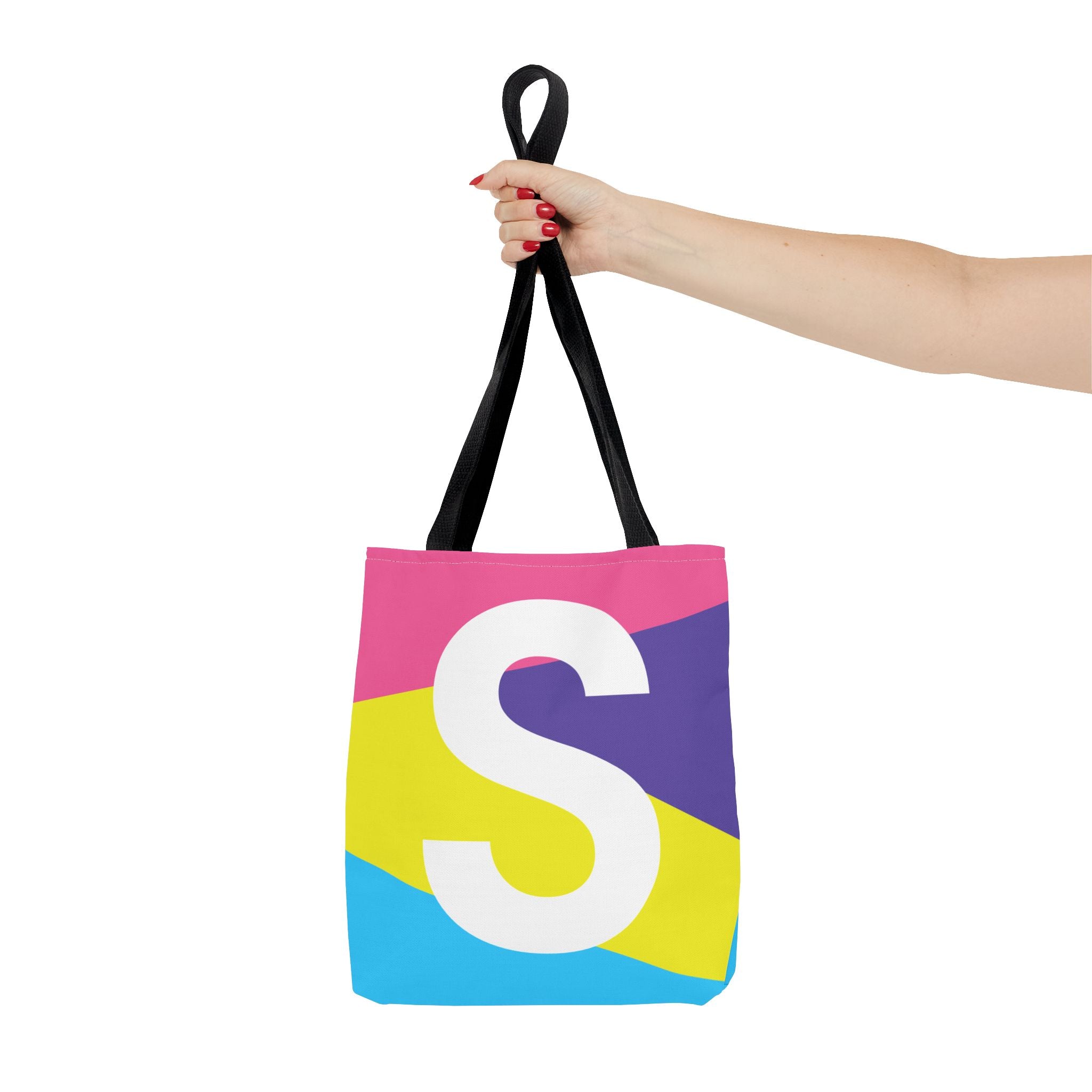 Monogram 'S' Colorblock Tote Bag — Personalized Initial S Shoulder Tote