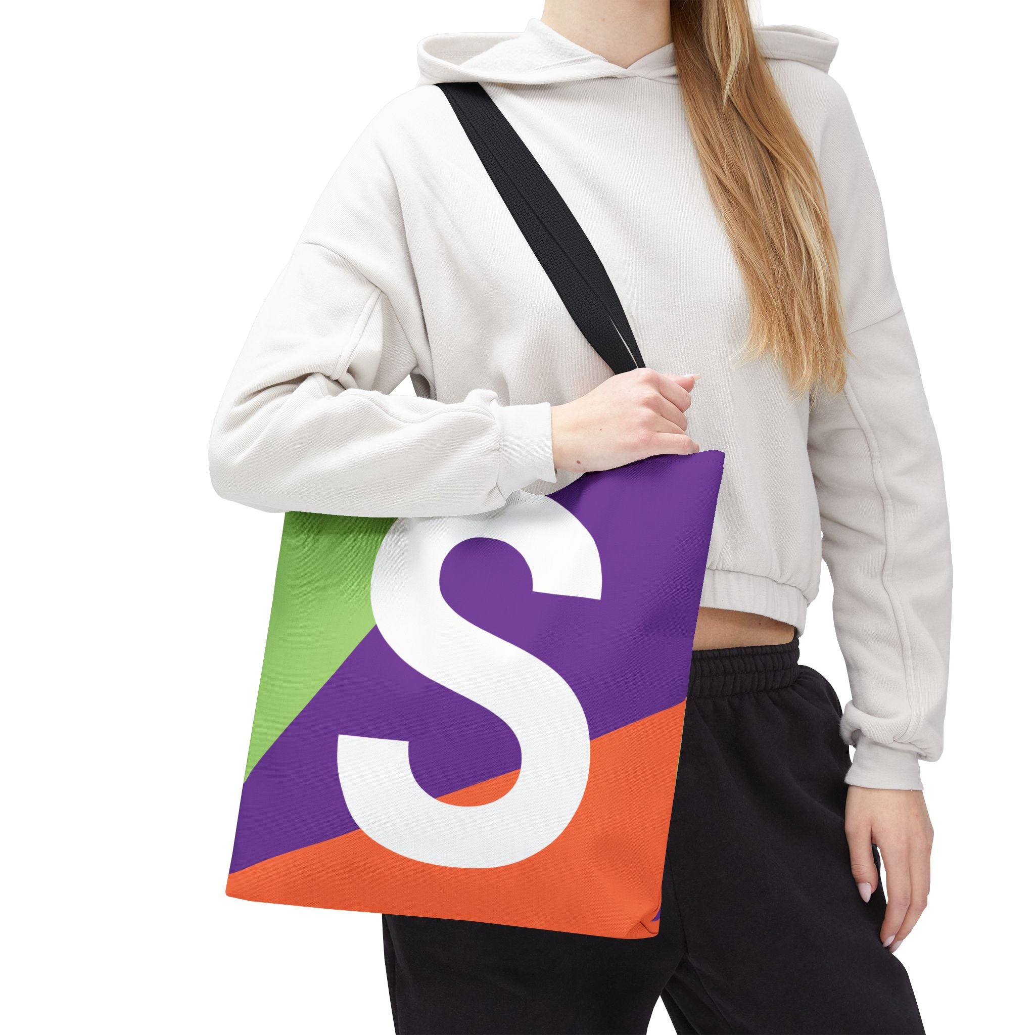 Monogram 'S' Colorblock Tote Bag — Personalized Initial S Shoulder Tote
