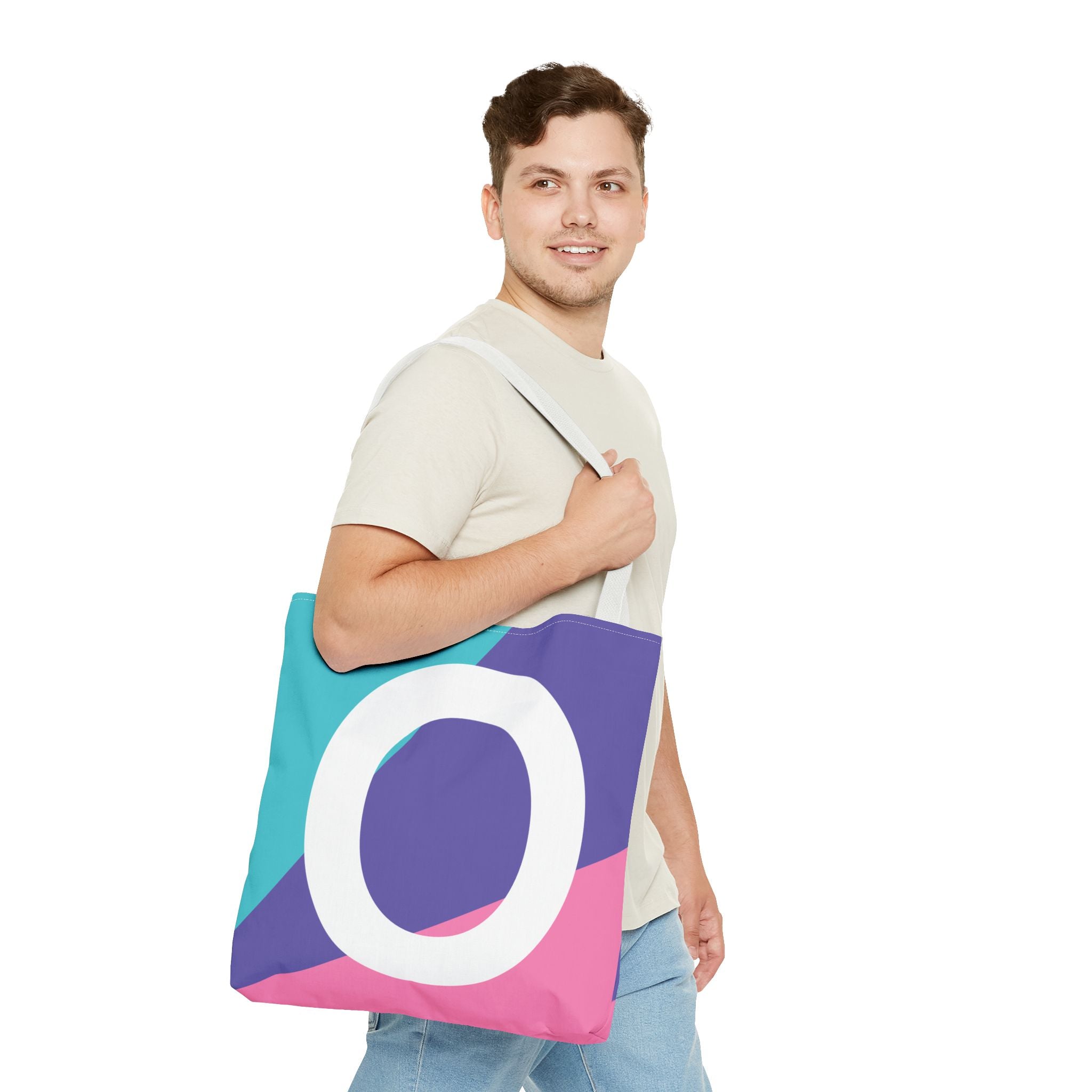 Monogram 'O' Colorblock Tote Bag — Personalized Initial O Shoulder Tote