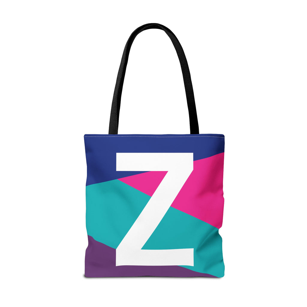 Monogram 'Z' Colorblock Tote Bag — Personalized Initial Z Shoulder Tote