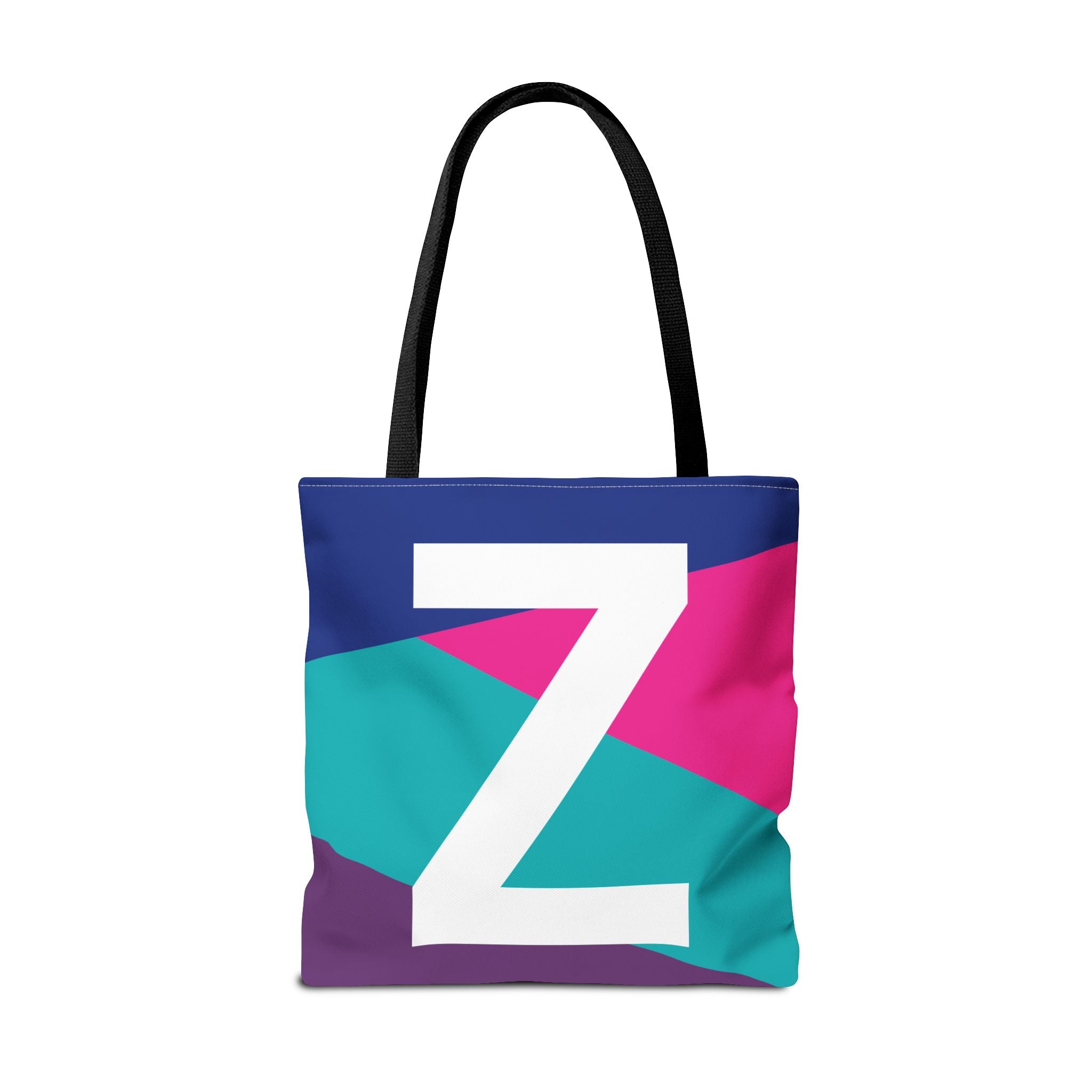 Monogram 'Z' Colorblock Tote Bag — Personalized Initial Z Shoulder Tote