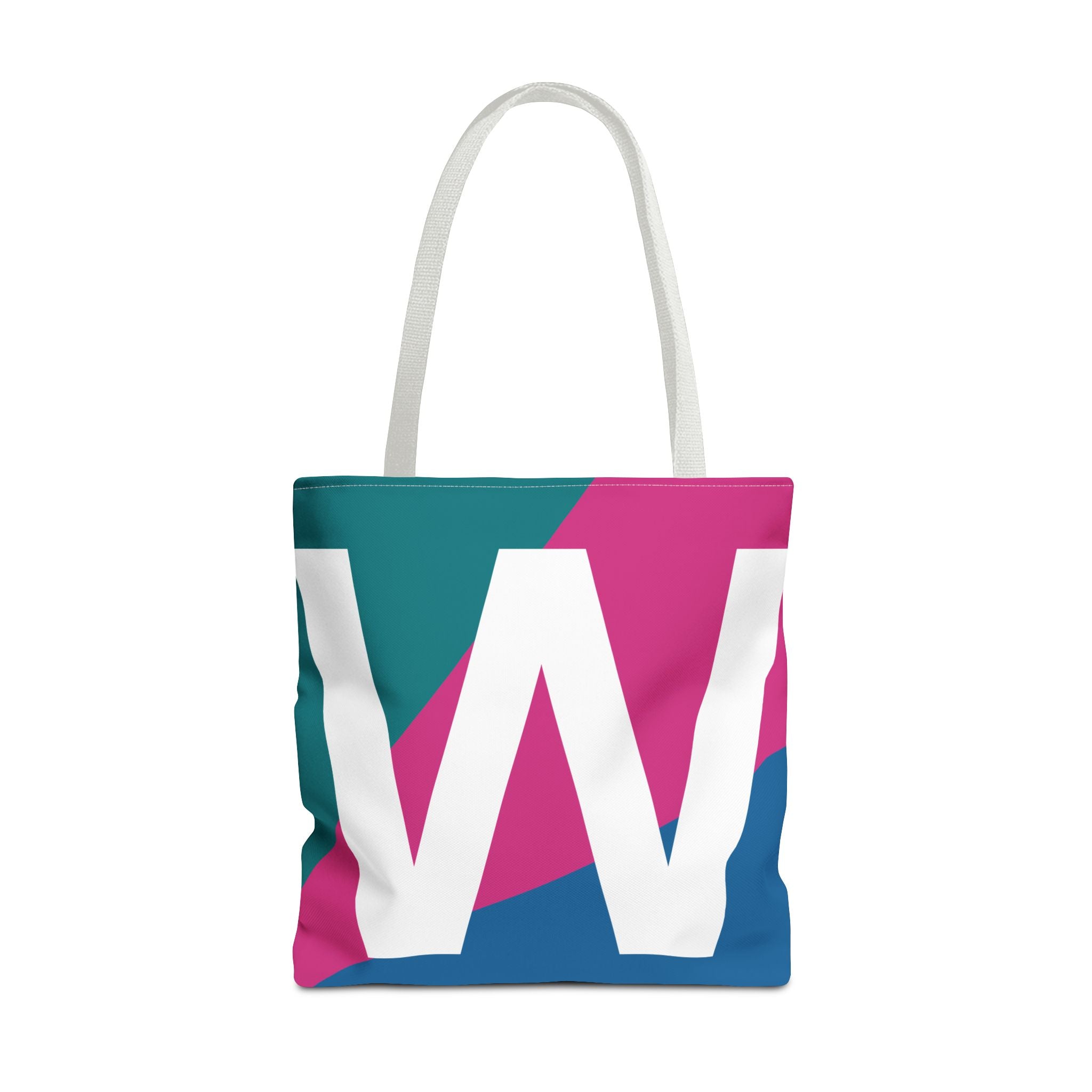 Monogram 'W' Colorblock Tote Bag — Personalized Initial W Shoulder Tote