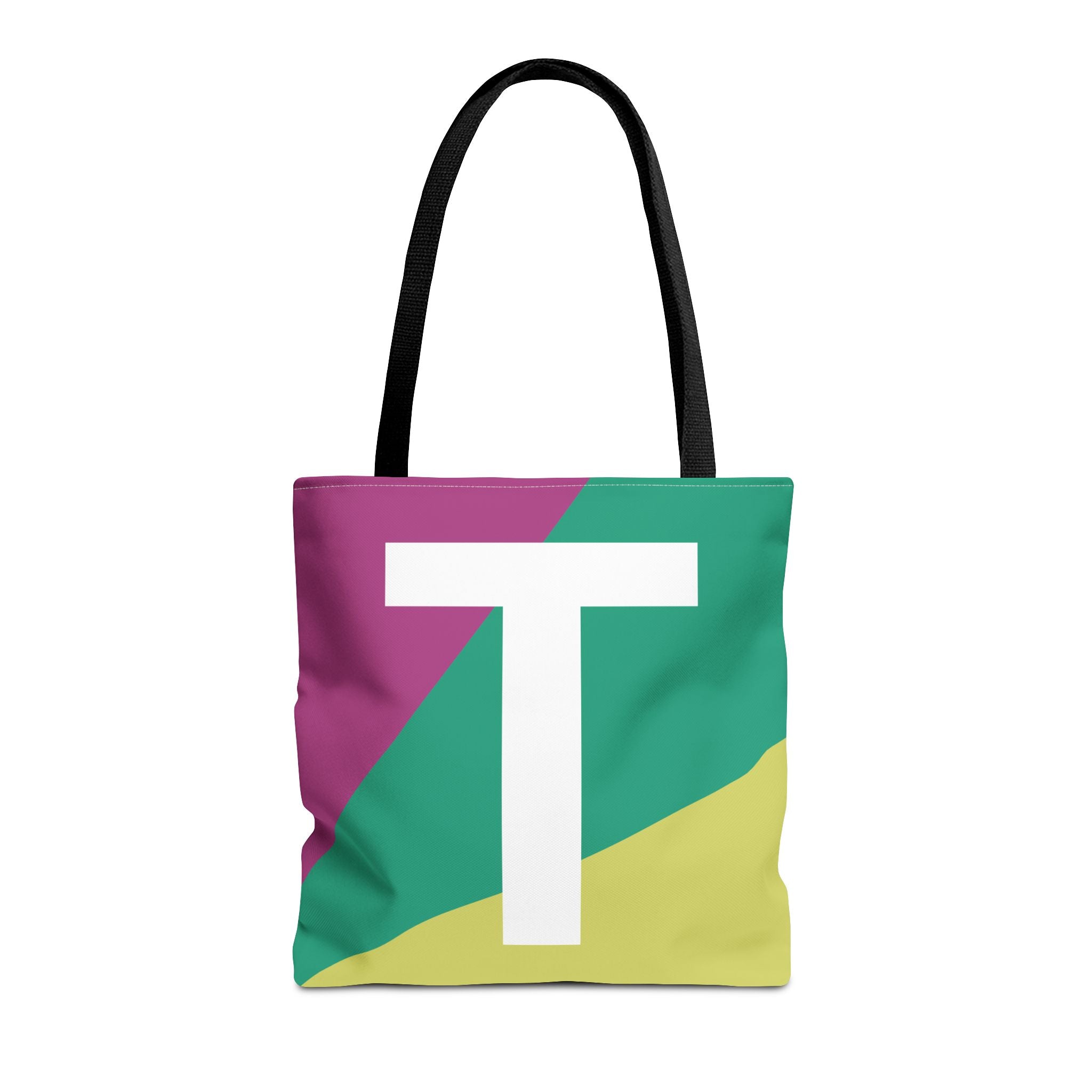 Monogram 'T' Colorblock Tote Bag — Personalized Initial T Shoulder Tote