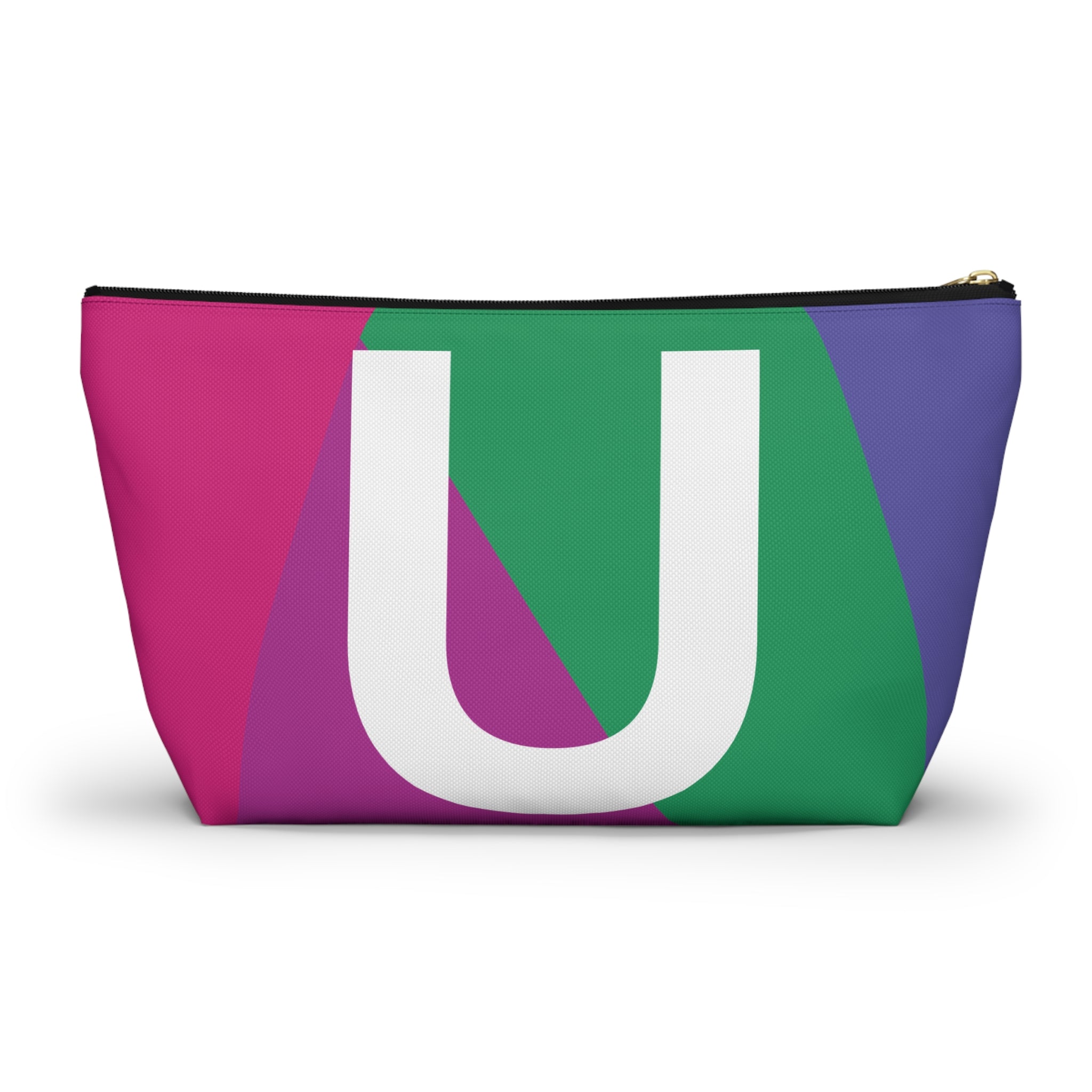 Initials Colorblock Accessory Pouch — Monogram U T-Bottom Cosmetic Bag