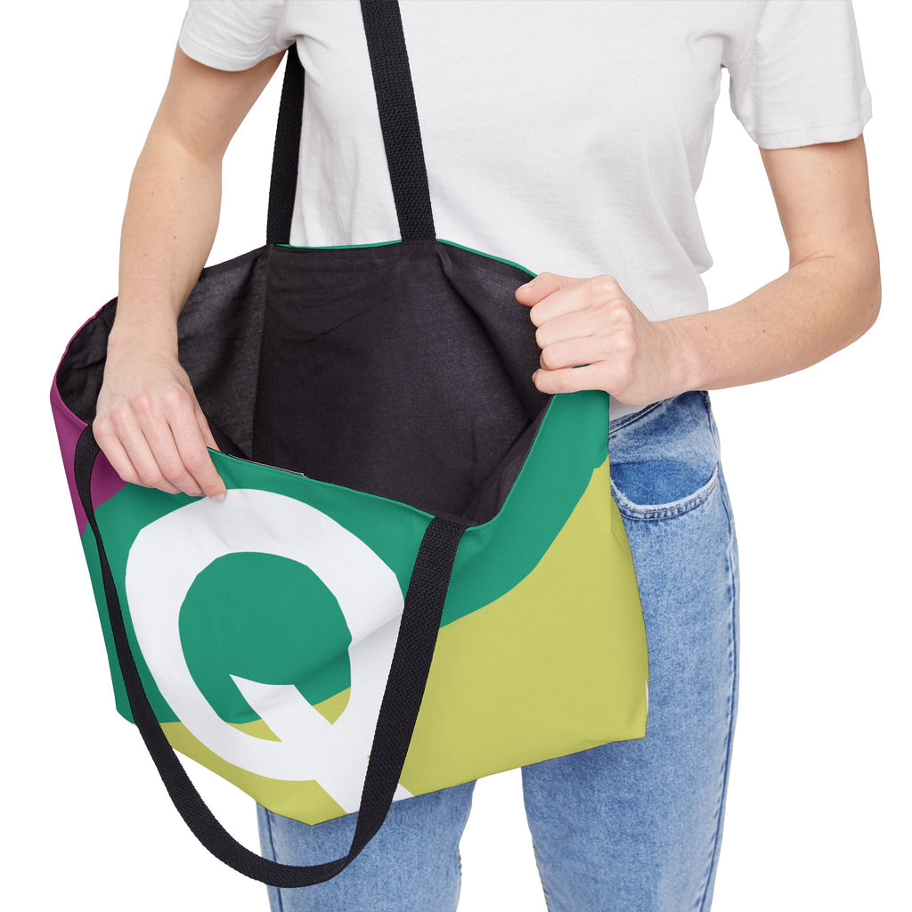 Personalized 'Q' Colorblock Tote Bag — Monogram Weekender Tote